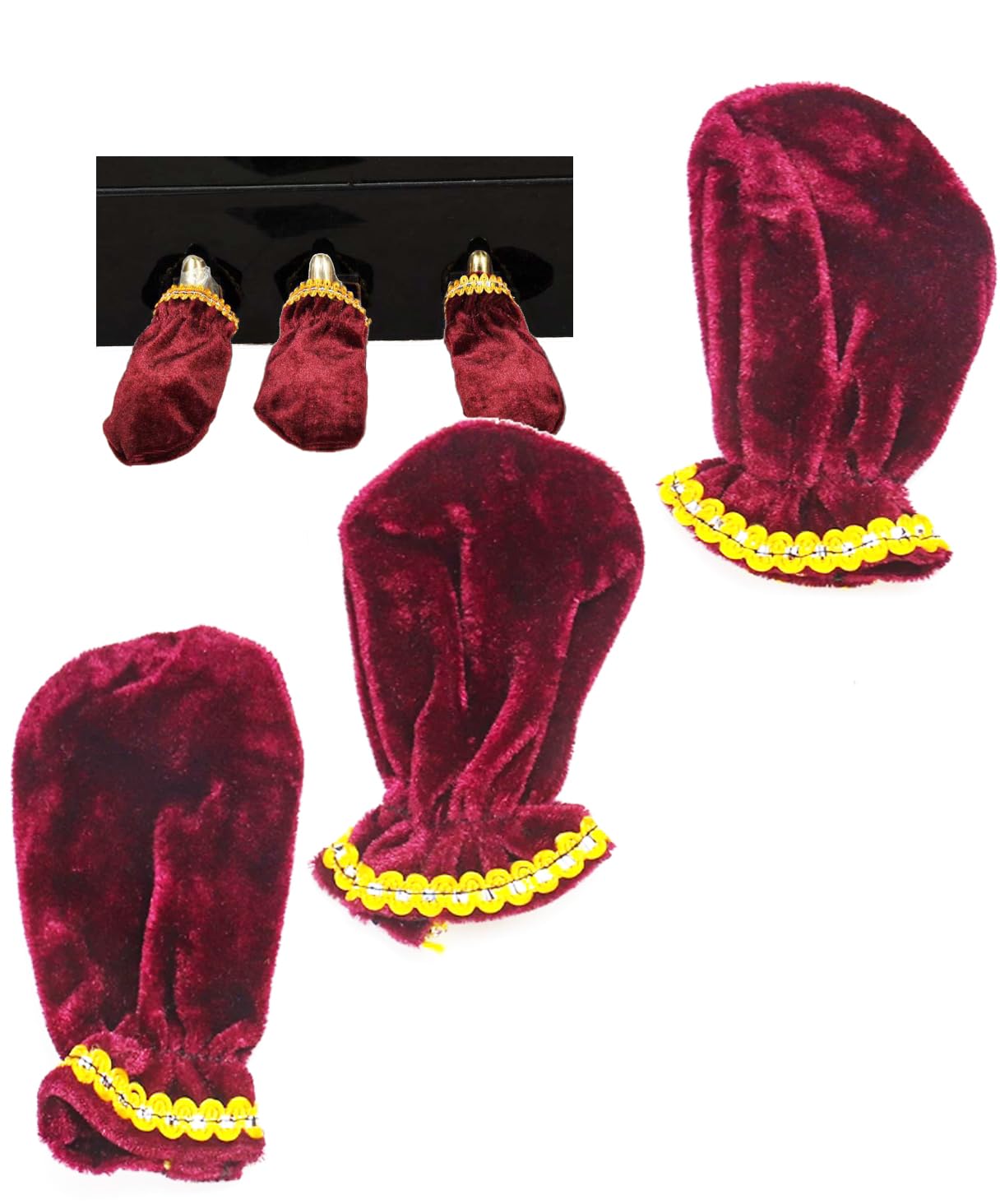 【送料無料】S.fields.inc ピアノペダルカバー 3個セット ダンパーペダル 補助ペダル ベルベット生地 色：レッド