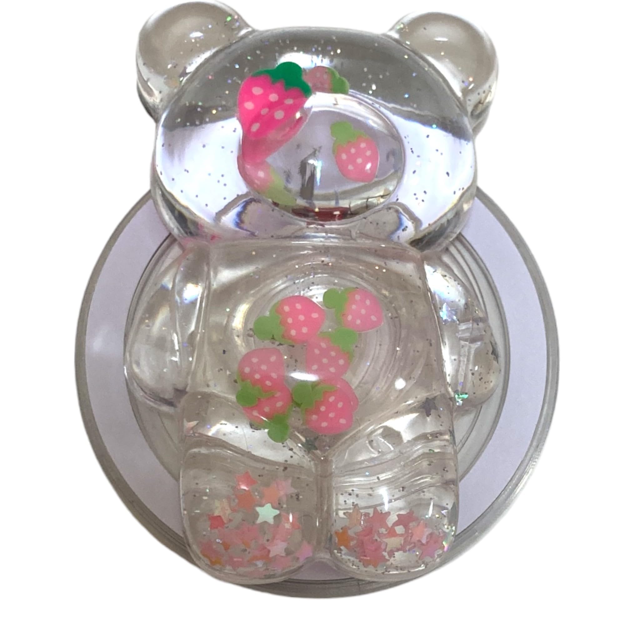 【送料無料】クリスタル ベア くま 熊 MagSafe対応 磁力吸着 マグネット 粘着式 両面テープ 折りたたみスマホグリップ ソケッツ 韓国 スマホリング リング スタンド グリップトック バンカーリング スマホ 落下防止 携 色：ストロベリーピンク・マグネット、サイズ：FREE