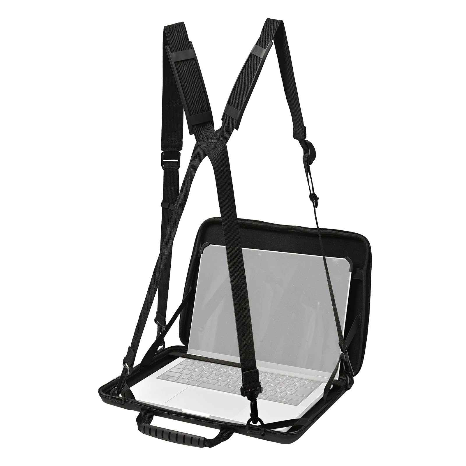 【送料無料】Altecs 立ったまま使える ノートPCバッグ タブレット ホルダー 14インチ以下対応 ショルダー ハンズフリー 色：ブラック