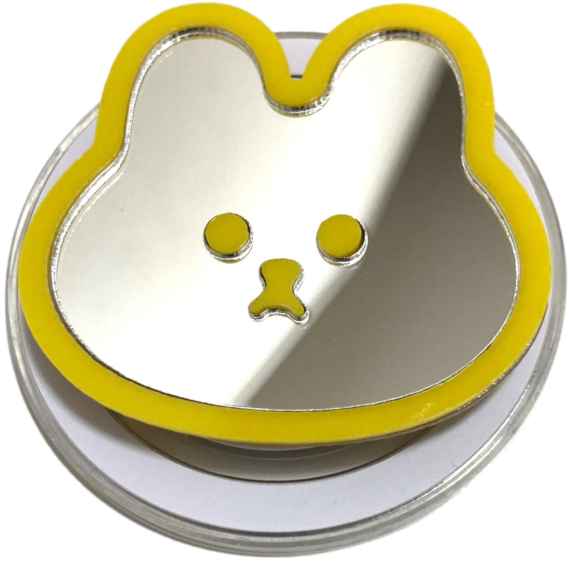 【送料無料】ラビット うさぎ ミラー 鏡 MagSafe対応 磁力吸着 マグネット 粘着式 両面テープ 折りたたみ スマホグリップ ソケッツ 韓国 スマホリング リング スタンド グリップトック バンカーリング スマホ 落下防止 携帯リン 色：イエロー・マグネット、サイズ：FREE