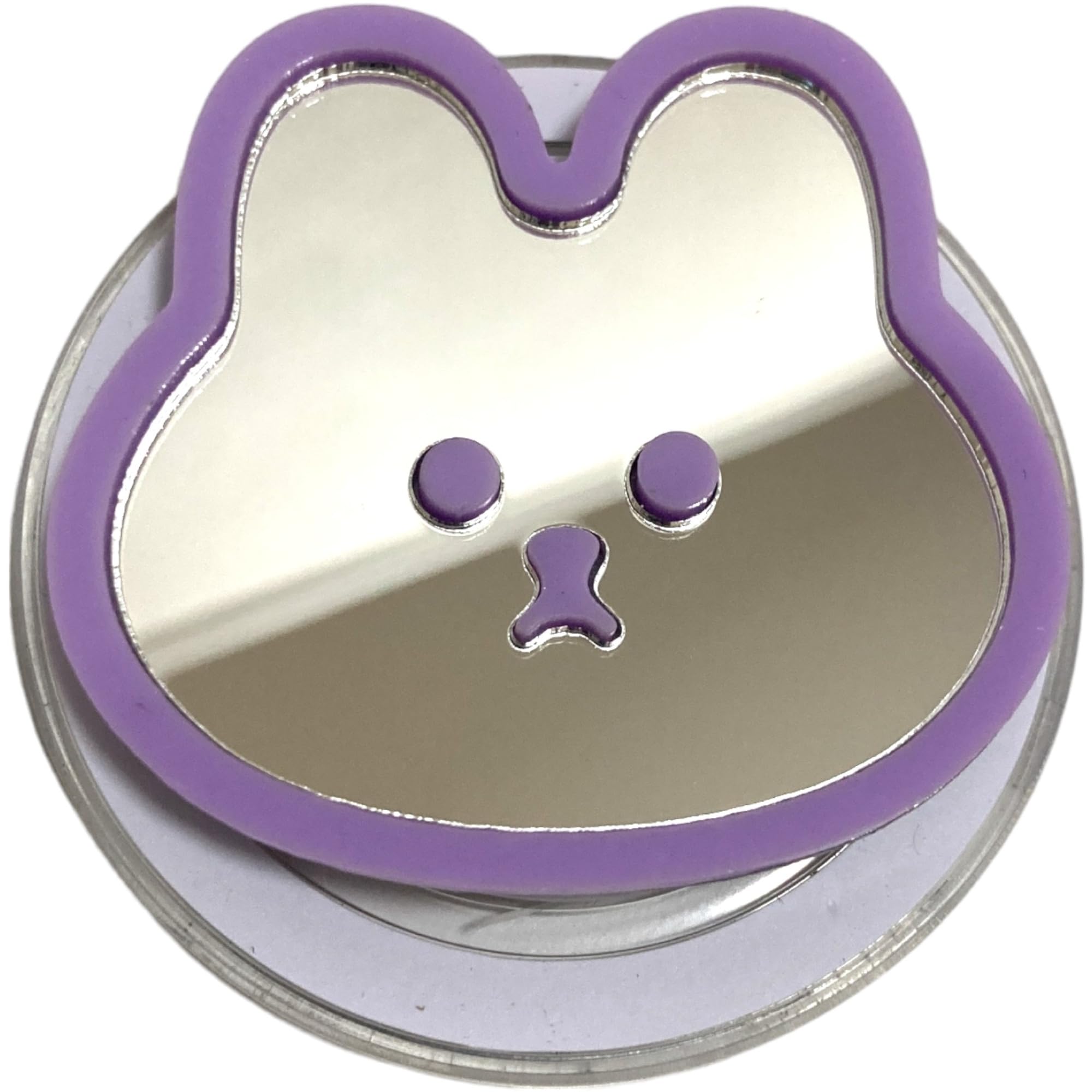 【送料無料】ラビット うさぎ ミラー 鏡 MagSafe対応 磁力吸着 マグネット 粘着式 両面テープ 折りたたみ スマホグリップ ソケッツ 韓国 スマホリング リング スタンド グリップトック バンカーリング スマホ 落下防止 携帯リン 色：パープル・マグネット、サイズ：FREE