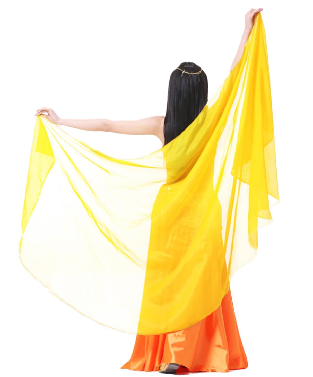 【送料無料】[S.fields.inc] シルクベール ベリーダンス フェイクシルク ポリエステル ダンス衣装 単色 スカーフ 練習用 色：イエロー、サイズ：Free Size