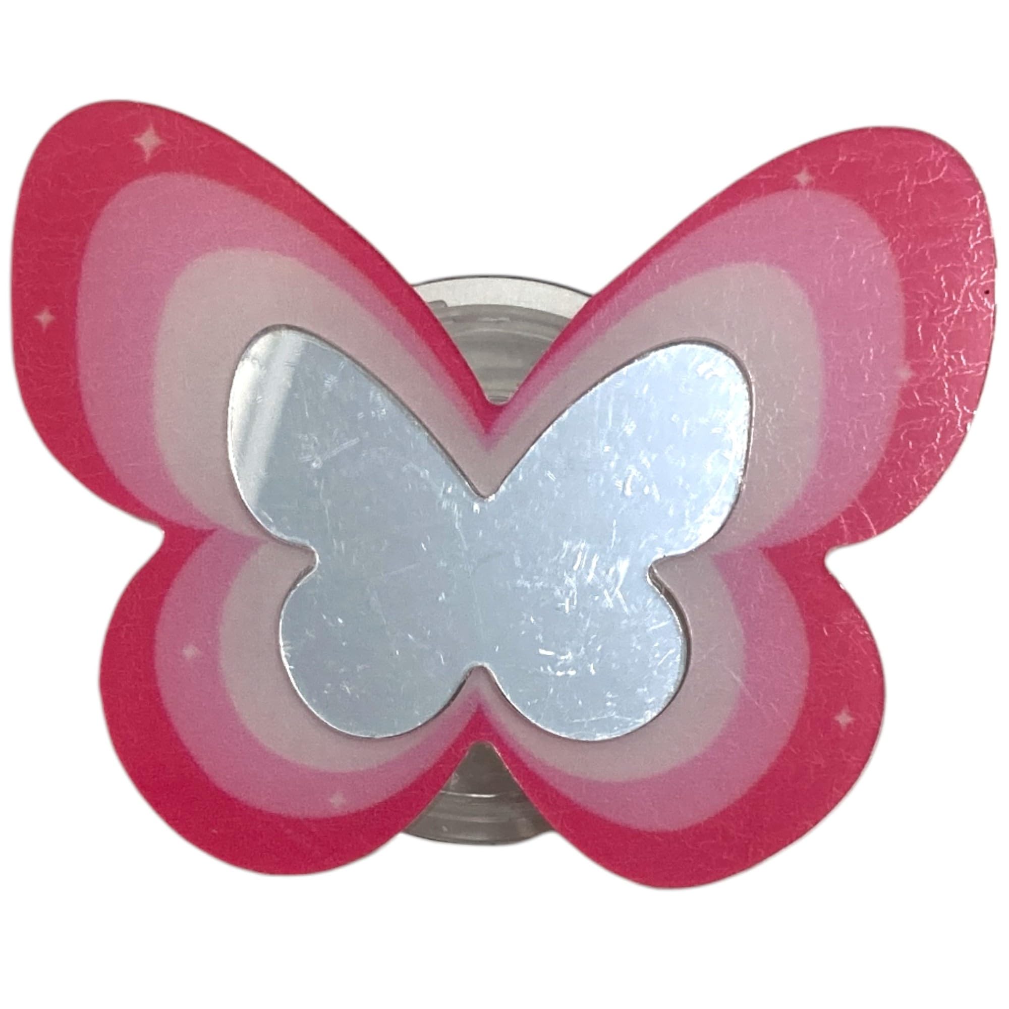 【送料無料】バタフライミラー 蝶 鏡 折りたたみスマホグリップ 韓国 スマホリング リング スタンド グリップトック iphone リング スマホ 落下防止 携帯リング グリップ かわいい 色：ピンク・両面テープ、サイズ：FREE