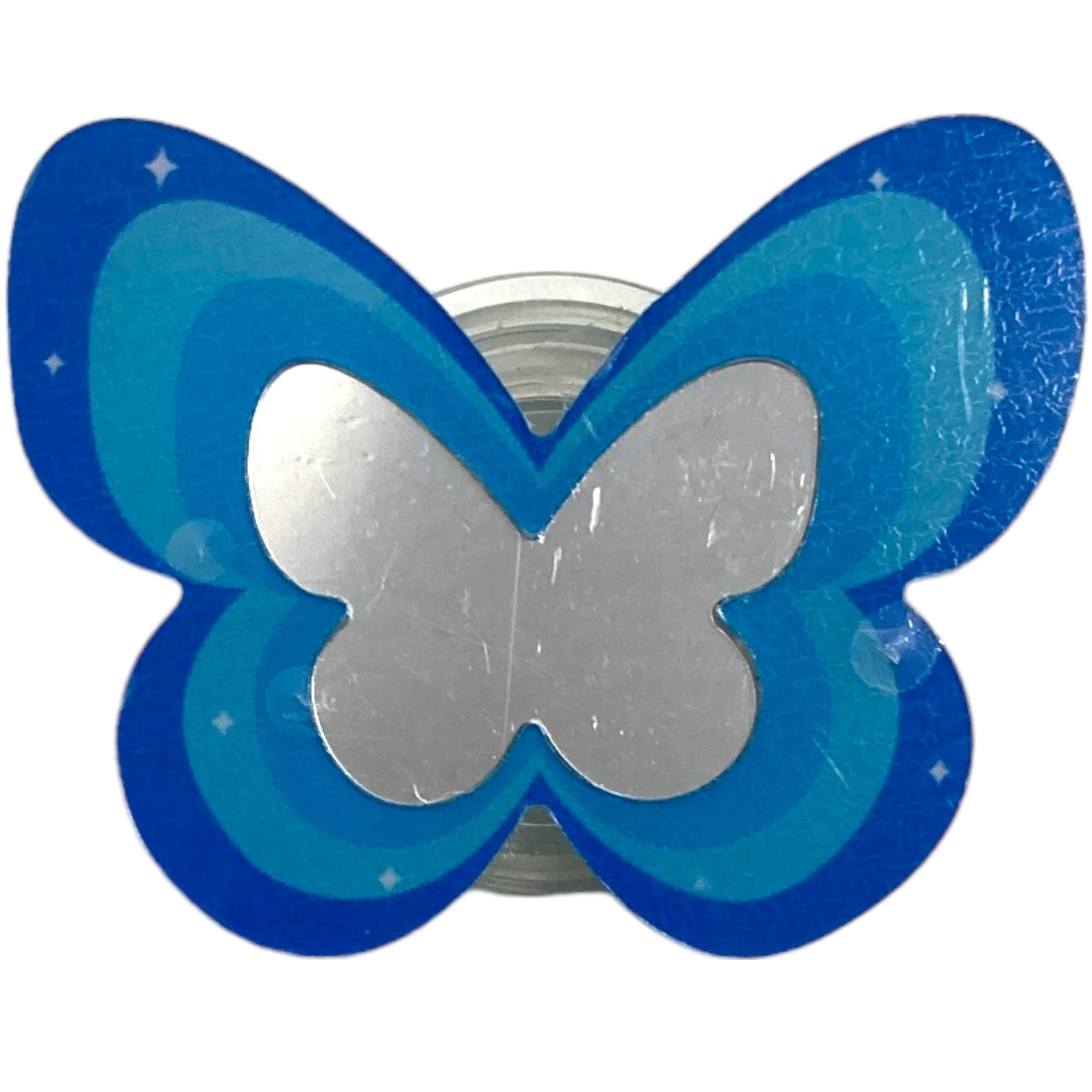 【送料無料】バタフライミラー 蝶 鏡 折りたたみスマホグリップ 韓国 スマホリング リング スタンド グリップトック iphone リング スマホ 落下防止 携帯リング グリップ かわいい 色：ブルー・両面テープ、サイズ：FREE