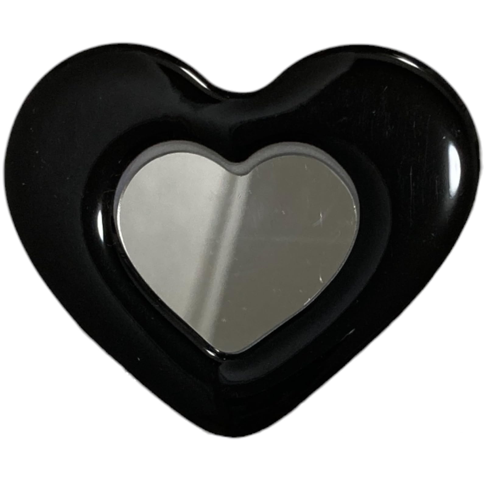【送料無料】ハートミラー シェイプミラー 磁力吸着 マグネット 両面テープ 折りたたみスマホグリップ ソケッツ 韓国 スマホリング リング スタンド グリップトック バンカーリング スマホ 落下防止 携帯リング かわいい 色：ブラックハート・両面テープ、サイズ：FREE