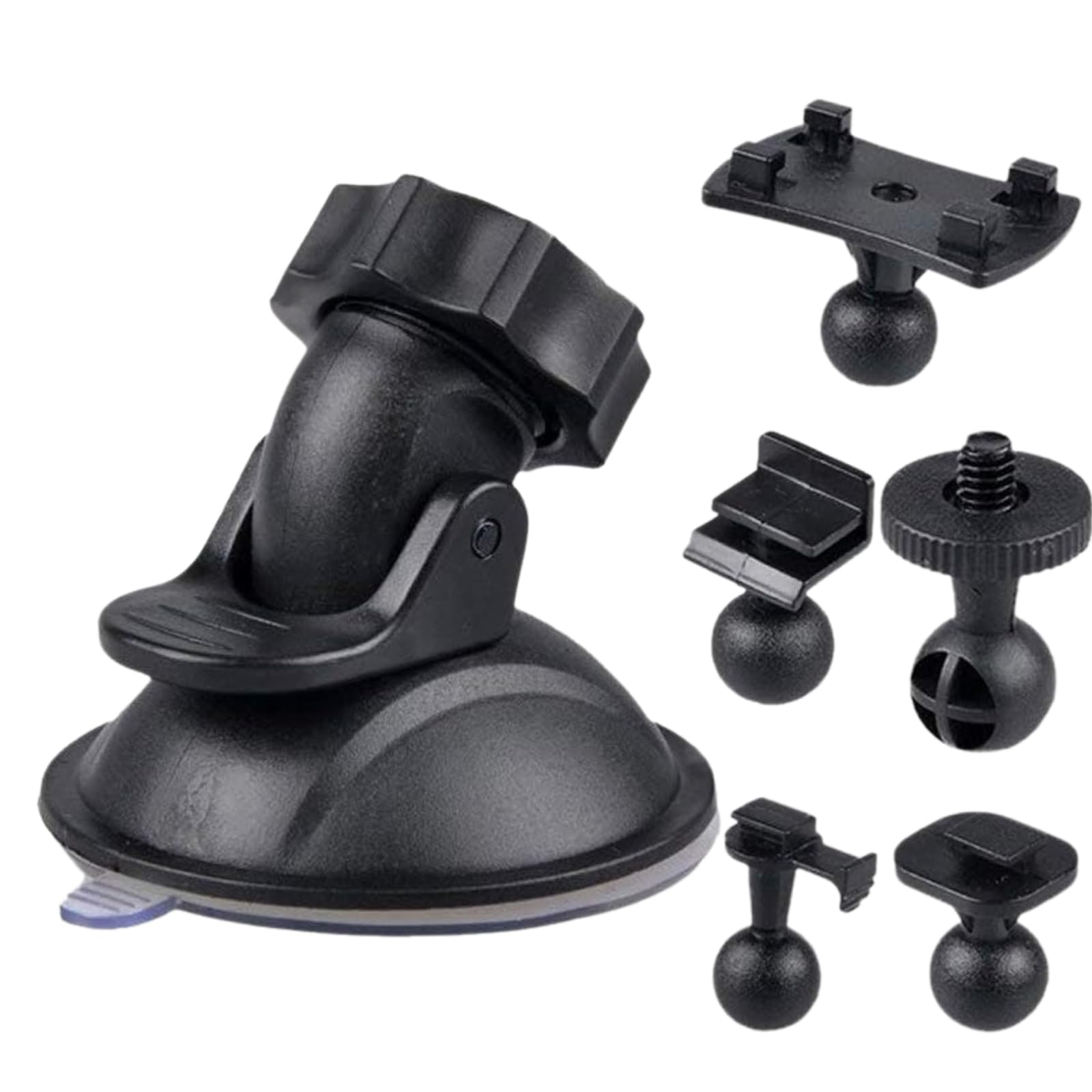 【送料無料】MagZen 吸盤マウント 5種類アダプター付き 車載 ホルダー ドライブレコーダー カメラ ベース ブラケット 色：ブラック