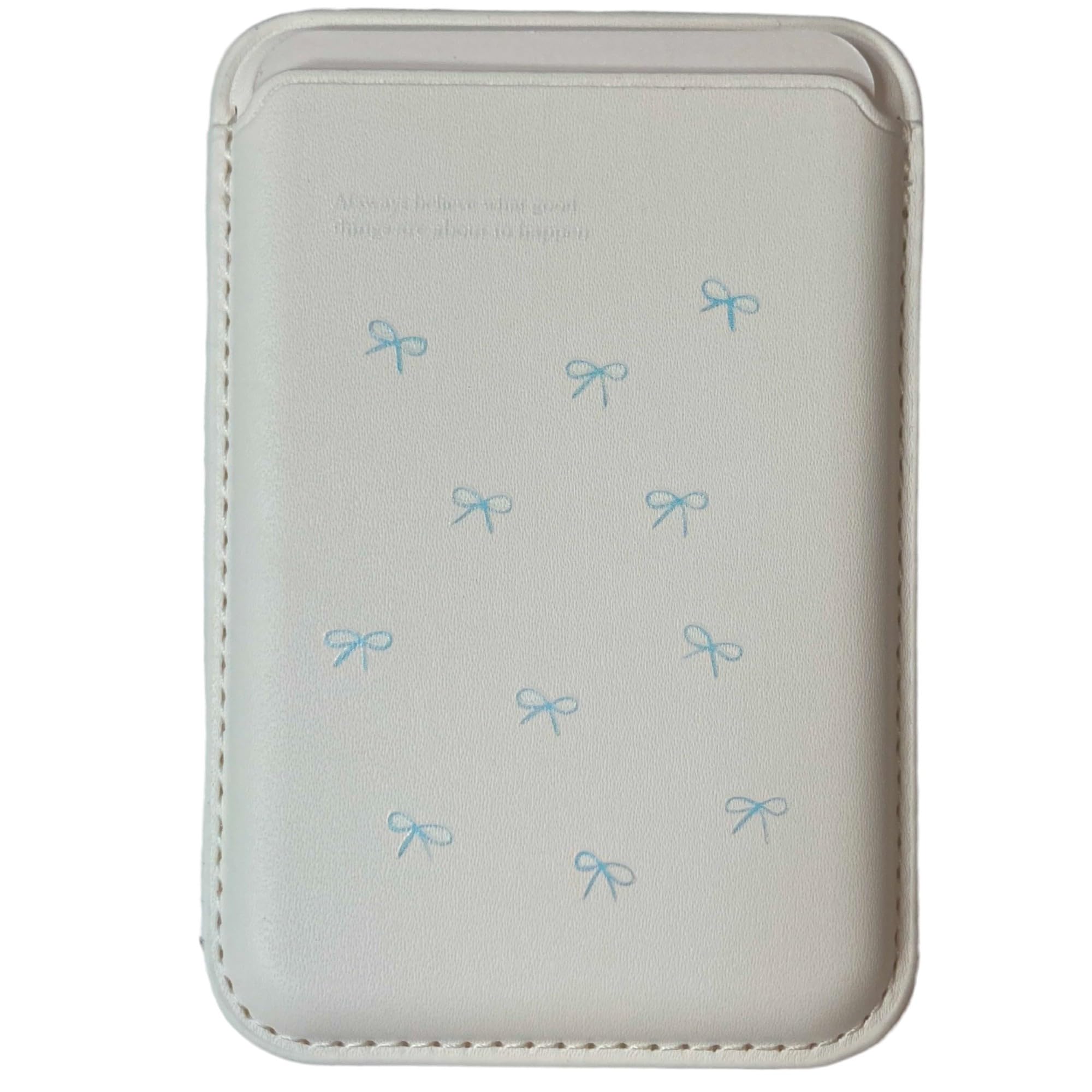 【送料無料】[GrandslamEX] リボン MagSafe対応 カードケース 磁力カードポケット スマホカードケース 磁気カードホルダー カード背面ポケット 簡単収納 ICカード入れ 内蔵磁石 マグネット式 ドット柄 かわいい レディース 色：ブルー