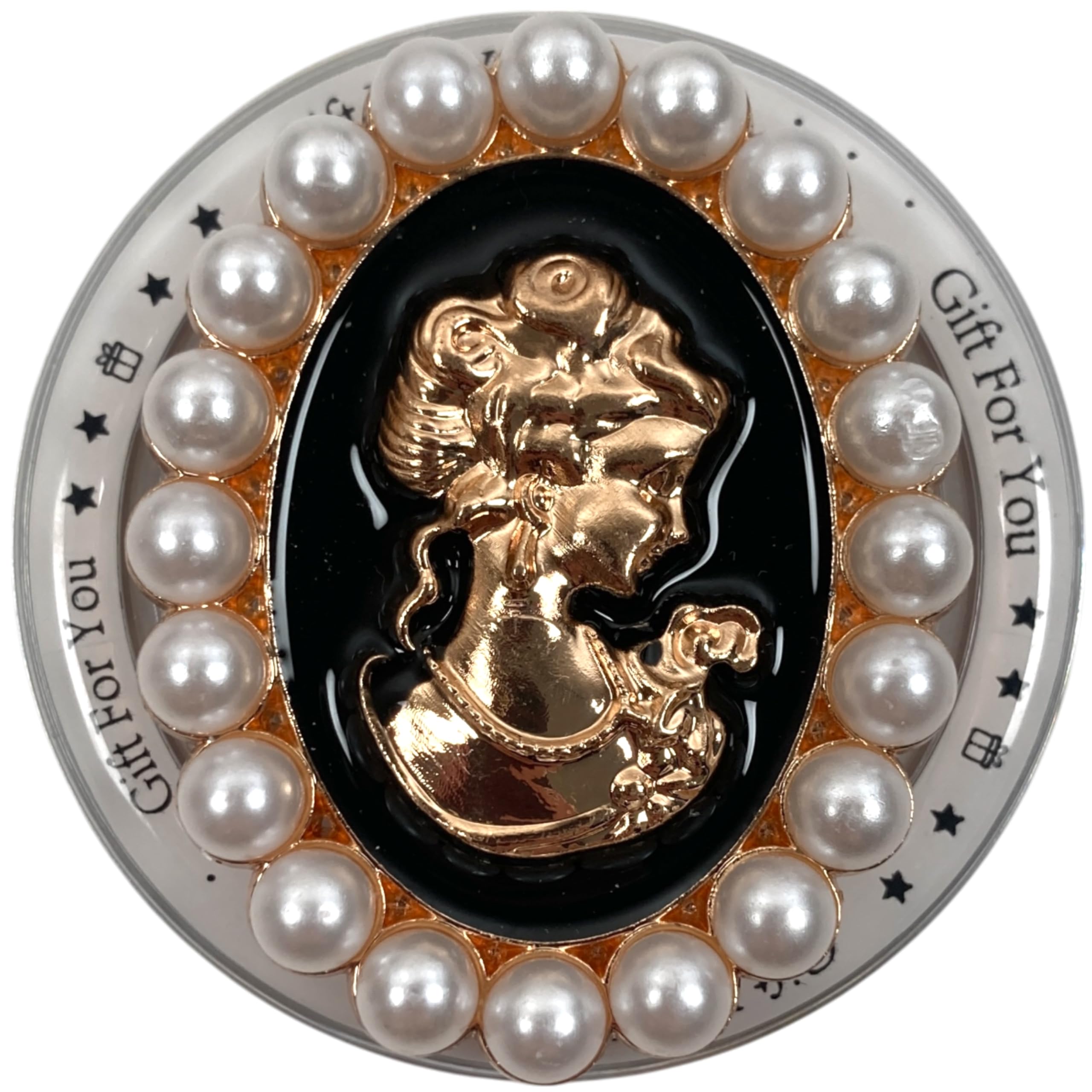 【送料無料】カメオ ミラー MagSafe用 折りたたみスマホグリップ ソケッツ 韓国 スマホリング リング スタンド グリップトック iphone対応 リング スマホ 落下防止 携帯リング グリップ ビーンズ かわいい 色：ブラックレディパール