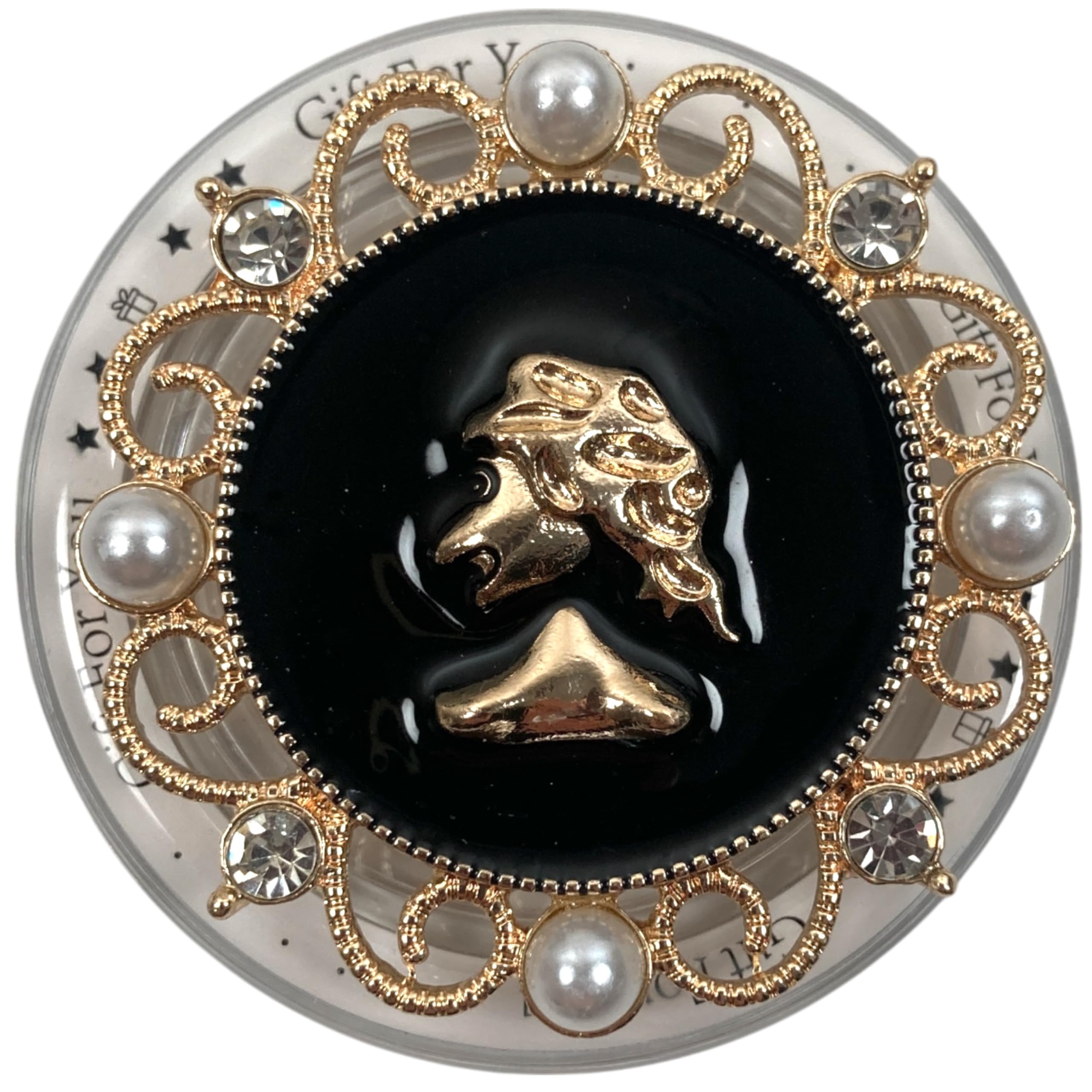 【送料無料】カメオ ミラー MagSafe用 折りたたみスマホグリップ ソケッツ 韓国 スマホリング リング スタンド グリップトック iphone対応 リング スマホ 落下防止 携帯リング グリップ ビーンズ かわいい 色：ブラックレディ