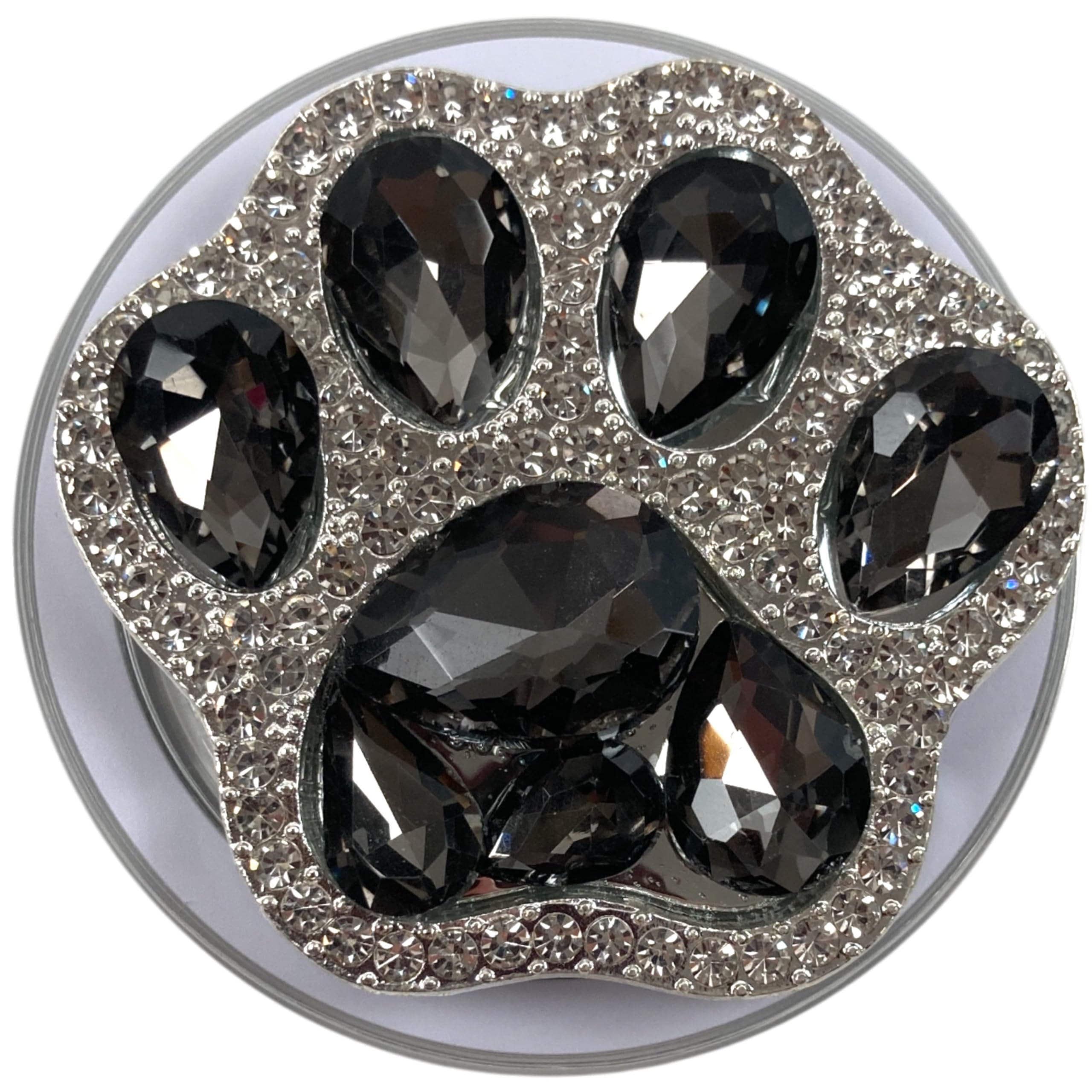 【送料無料】ビジュー ラインストーン 肉球 磁力吸着 マグネット 粘着式 両面テープ ポップアップ スマホソケッツ スマホグリップ カラフル かわいい 韓国 色：ブラック・マグネット