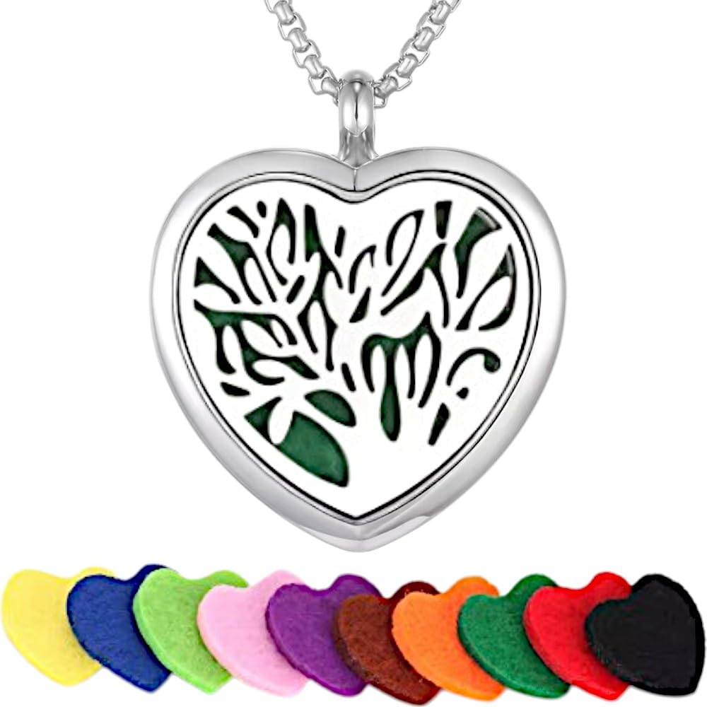 【送料無料】[GrandslamEX] ハート ステンレス製 アロマ ラリエット ネックレス ペンダント 透かし彫り..