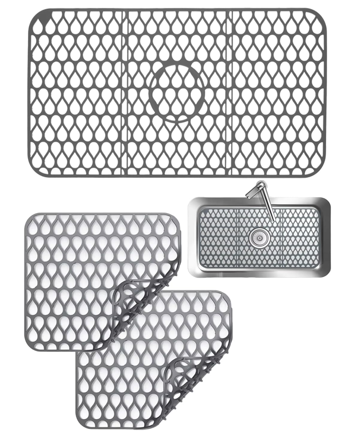 【送料無料】S.fields.inc シンクマット シリコン シンクシート 流し台 キッチン 耐熱 傷防止 水はね 滑り止め 台所 サイズ：小2枚