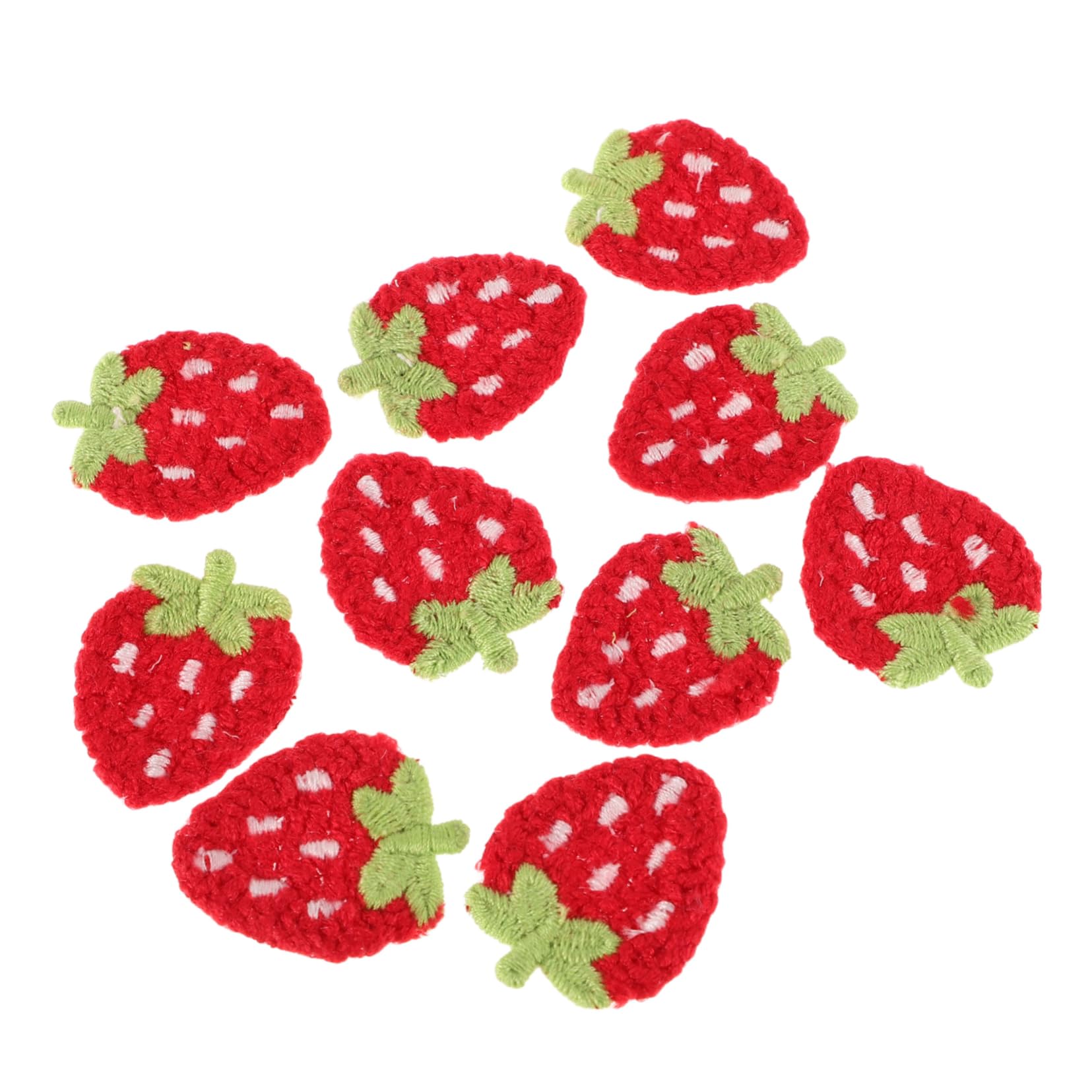 【送料無料】Hohopeti フルーツ刺繍ワッペン 10個入り かわいいイチゴパッチ アイロン接着可能 多用途デザイン 衣類やバッグ用 アップリケアクセサリー 色：マルチ、サイズ：3.00X2.50X0.20CM
