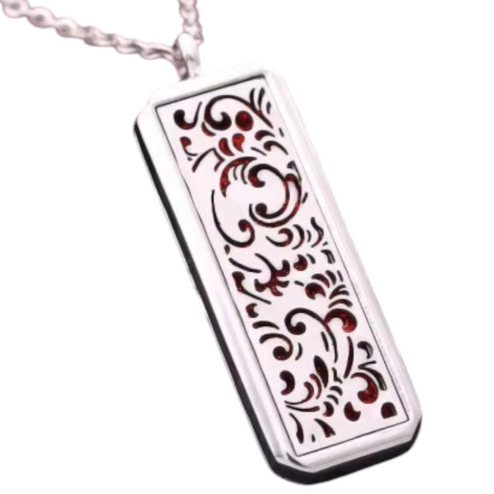 【送料無料】[GrandslamEX] スクエア ステンレス 合金 アロマペンダント アロマ 透かし彫りマグネット..