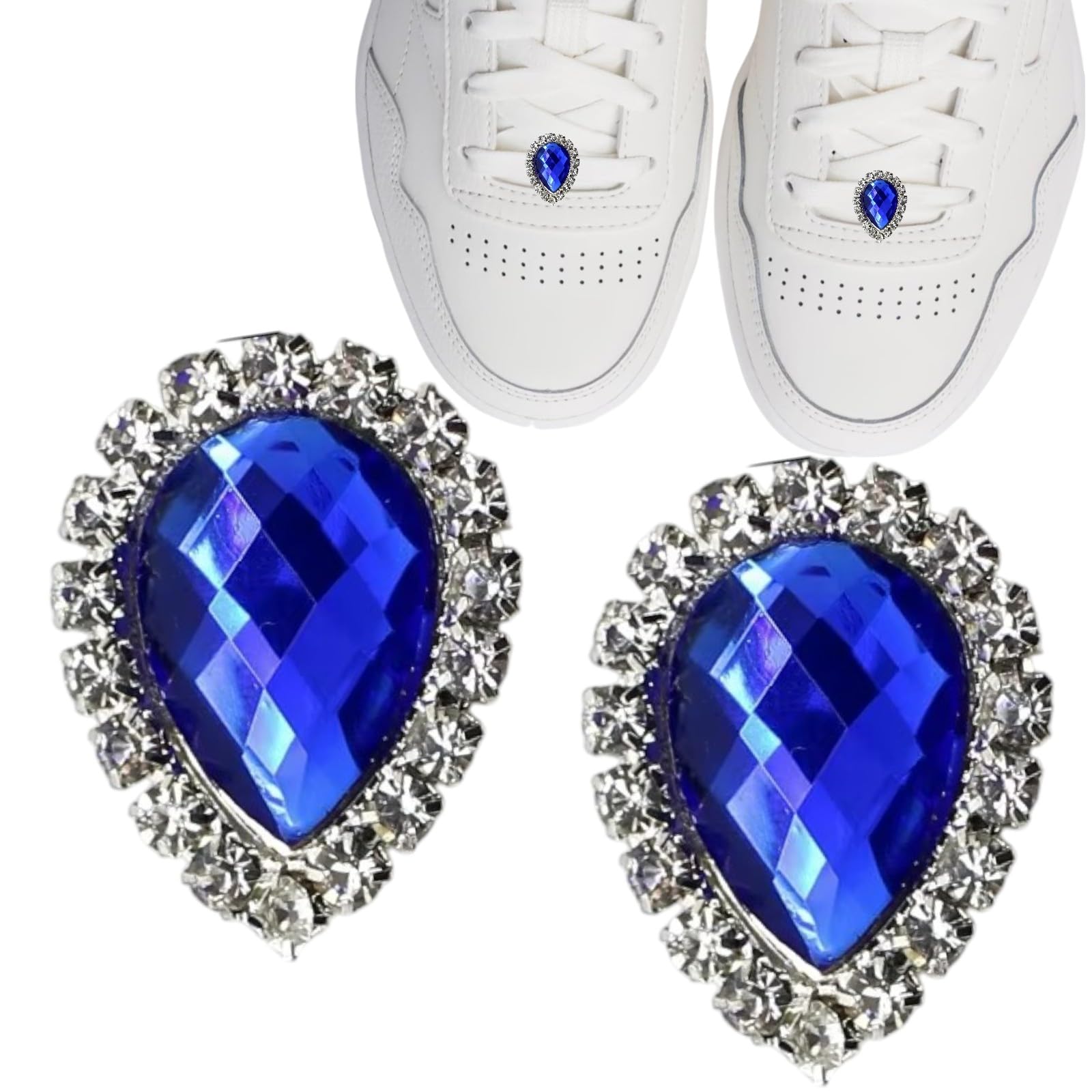 【送料無料】[GrandslamEX] 推し色シューズピアス ビジュー ラインストーン シューズ ピアス アクセサリー 靴紐 シューアクセ チャーム スニーカー デュブレ プレート パーツ 部品 金具 金 銀 黒 金属 装飾 靴 飾りシューチャーム 色：ブルー・ドロップ、サイズ：FREE