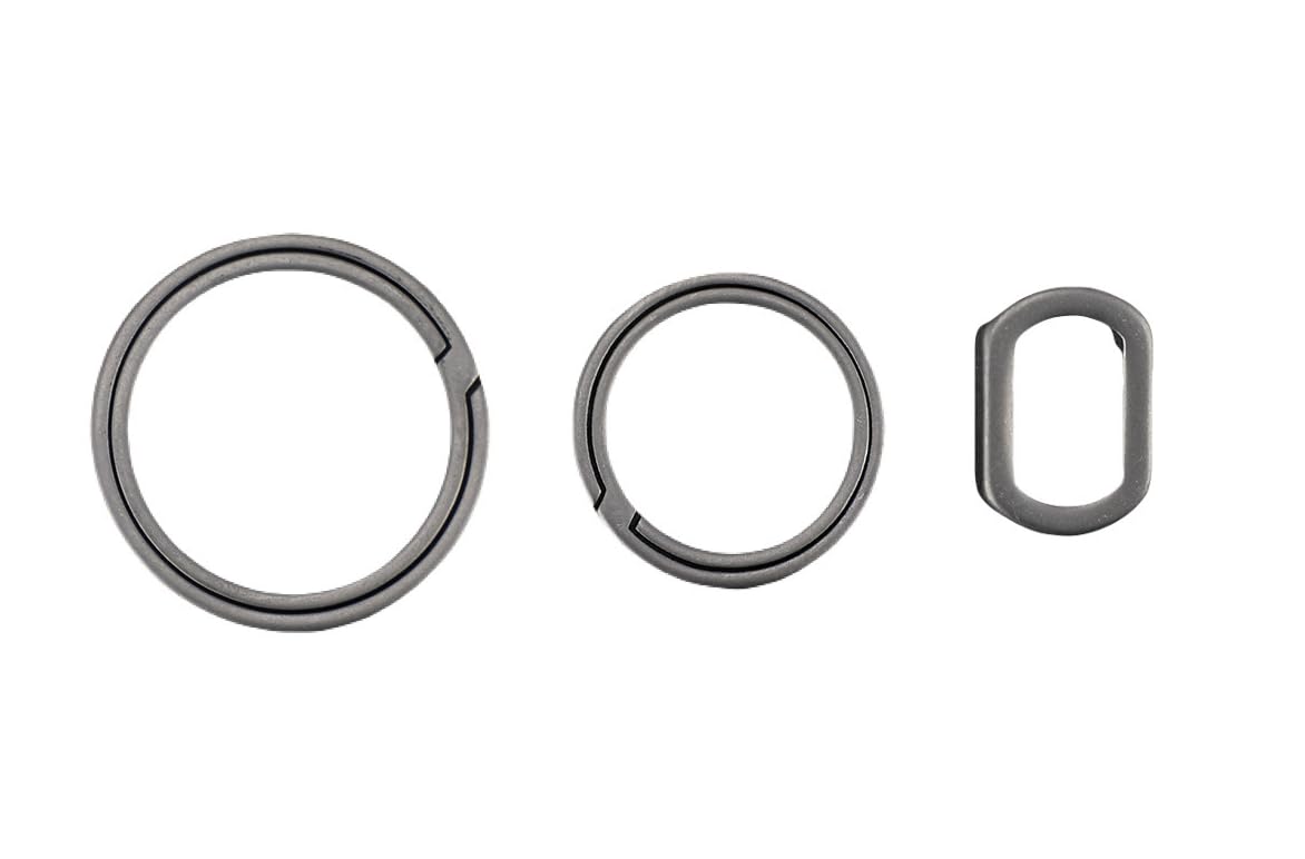 【送料無料】[カロカック] キーリング チタン チタニウム TC4 キーチェーン メンズ 軽量 二重リング 色：マットグレー