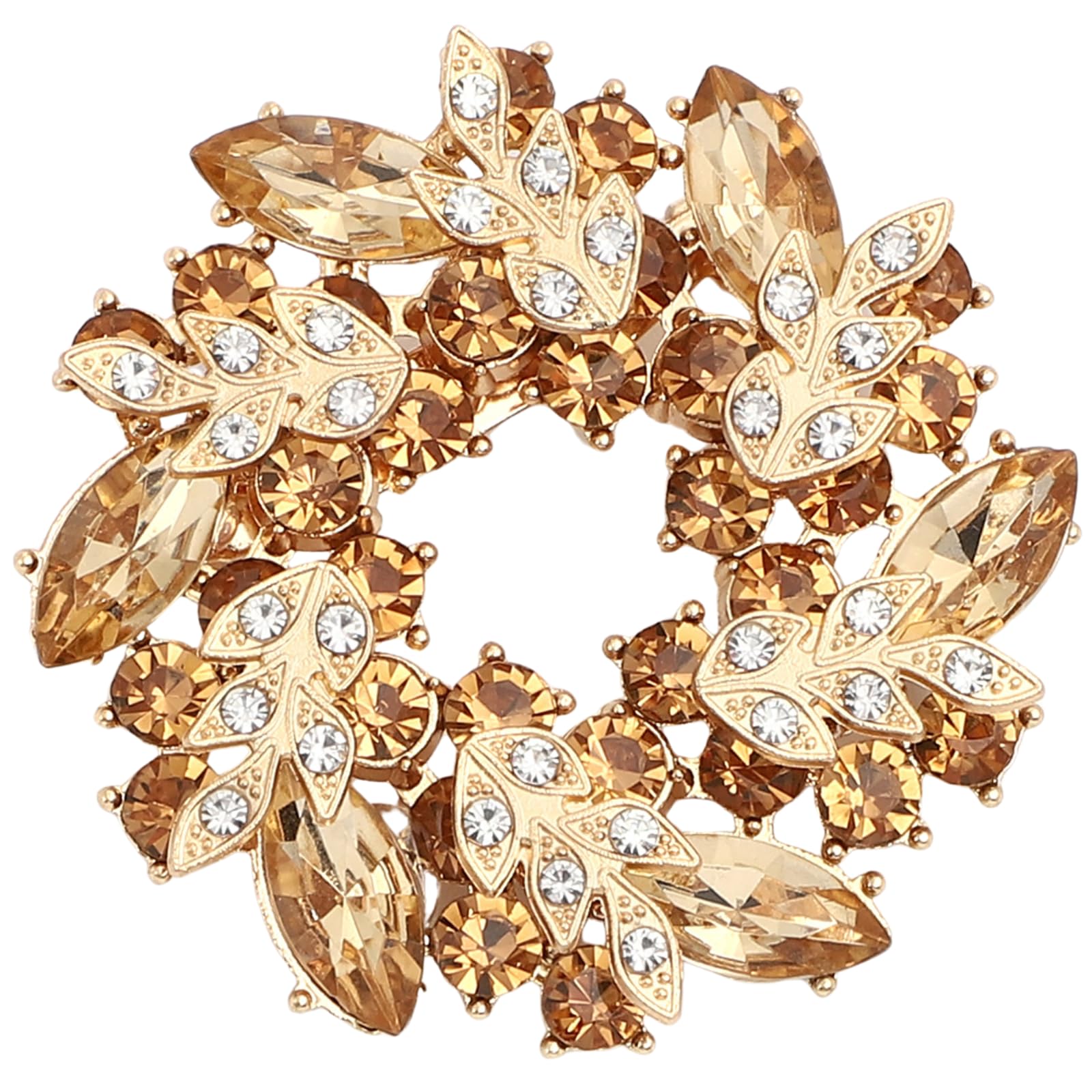 【送料無料】MagZen リングブローチ 大人可愛い 上品 おしゃれ 高見え アクセサリー フォーマル対応 ジャケット スカーフ留め 色：シャンパンゴールド、サイズ：5.5cm×5.5cm