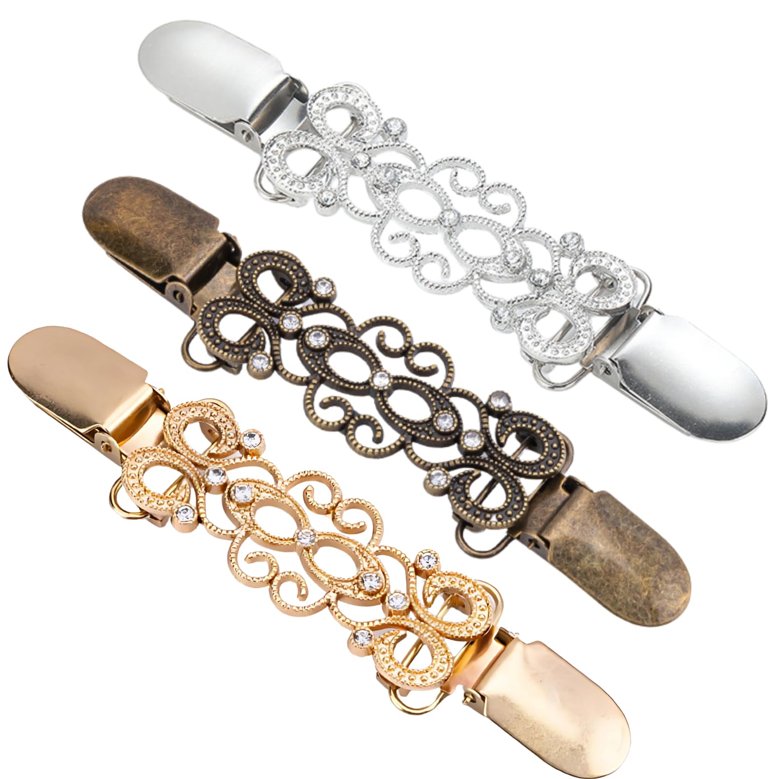 【送料無料】MagZen ストールクリップ／シンチクリップ 2個セット レディース レトロ ヴィンテージ 結..