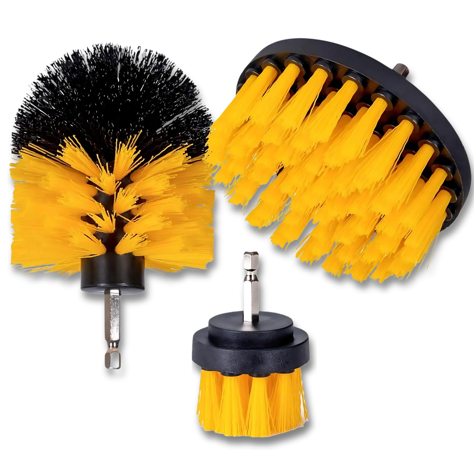 【送料無料】MagZen 電動掃除用ブラシ 3点セット 電動ドリル/インパクトドライバー対応 六角軸ブラシア..