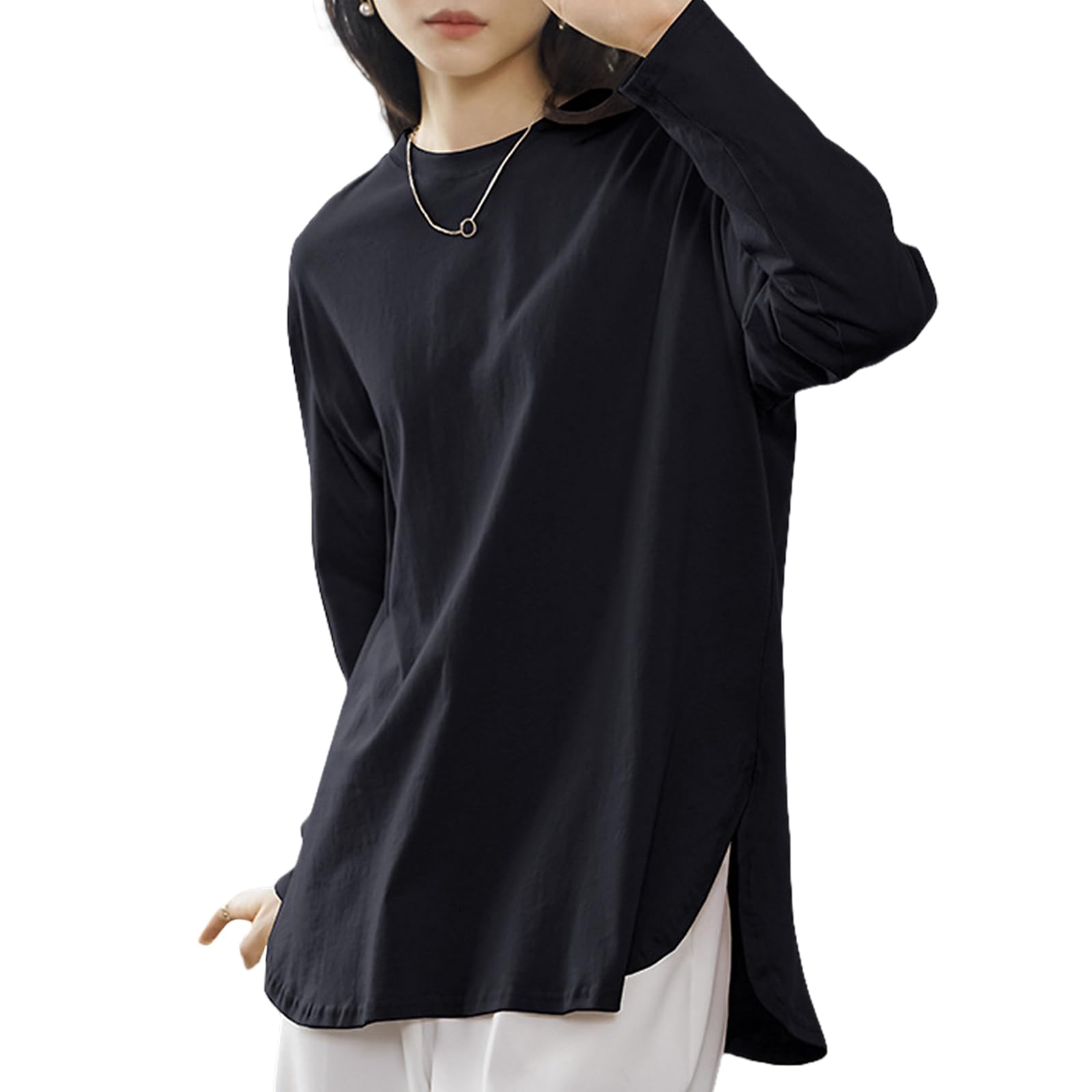 【送料無料】[TeMibery Lyric] 長袖 tシャツ レディース クルーネック カジュアル トップス カットソー..