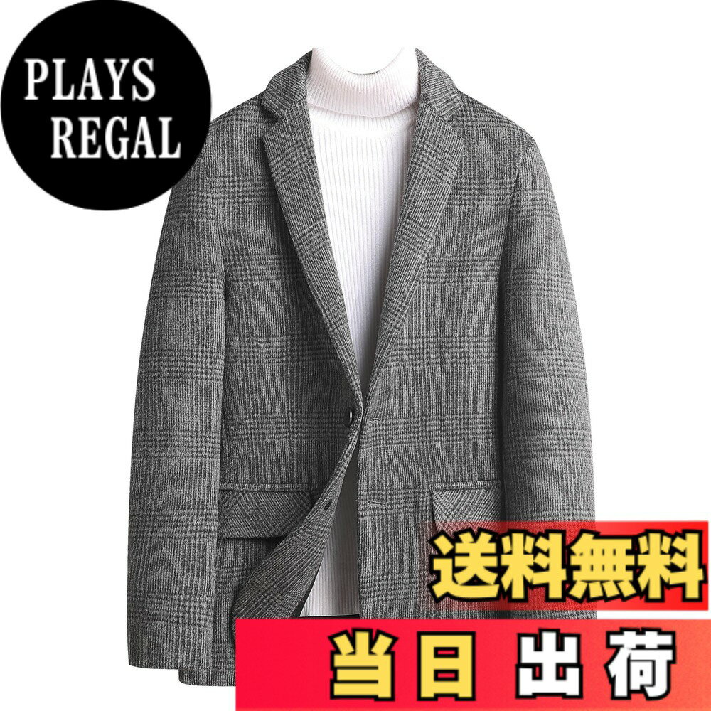 Jacket - 【送料無料】[FHLHY] テーラードジャケット メンズ カジュアル ウール トップス ビジネス 秋冬 色：グレー、サイズ：XL