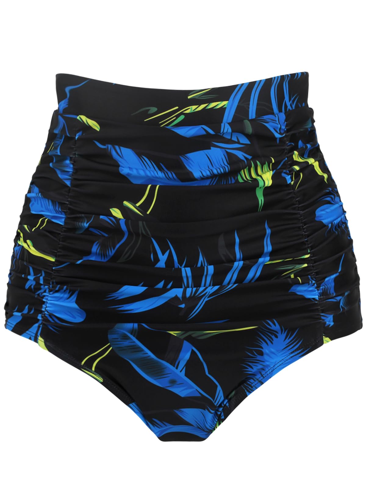 【送料無料】 【限定ブランド】 レディース ハイウエスト スイムスーツ 体型カバー ビキニボトム 色：青い羽、サイズ：S