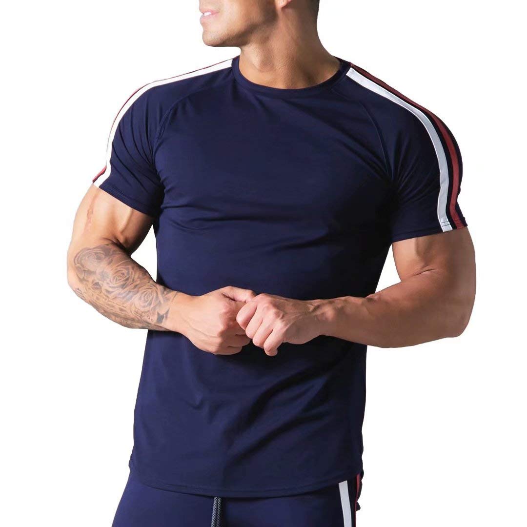 【送料無料】 ジムtシャツ ストレッチ 半袖 細身 トレーニングウェア シャツ フィットネス 筋トレ スポ..