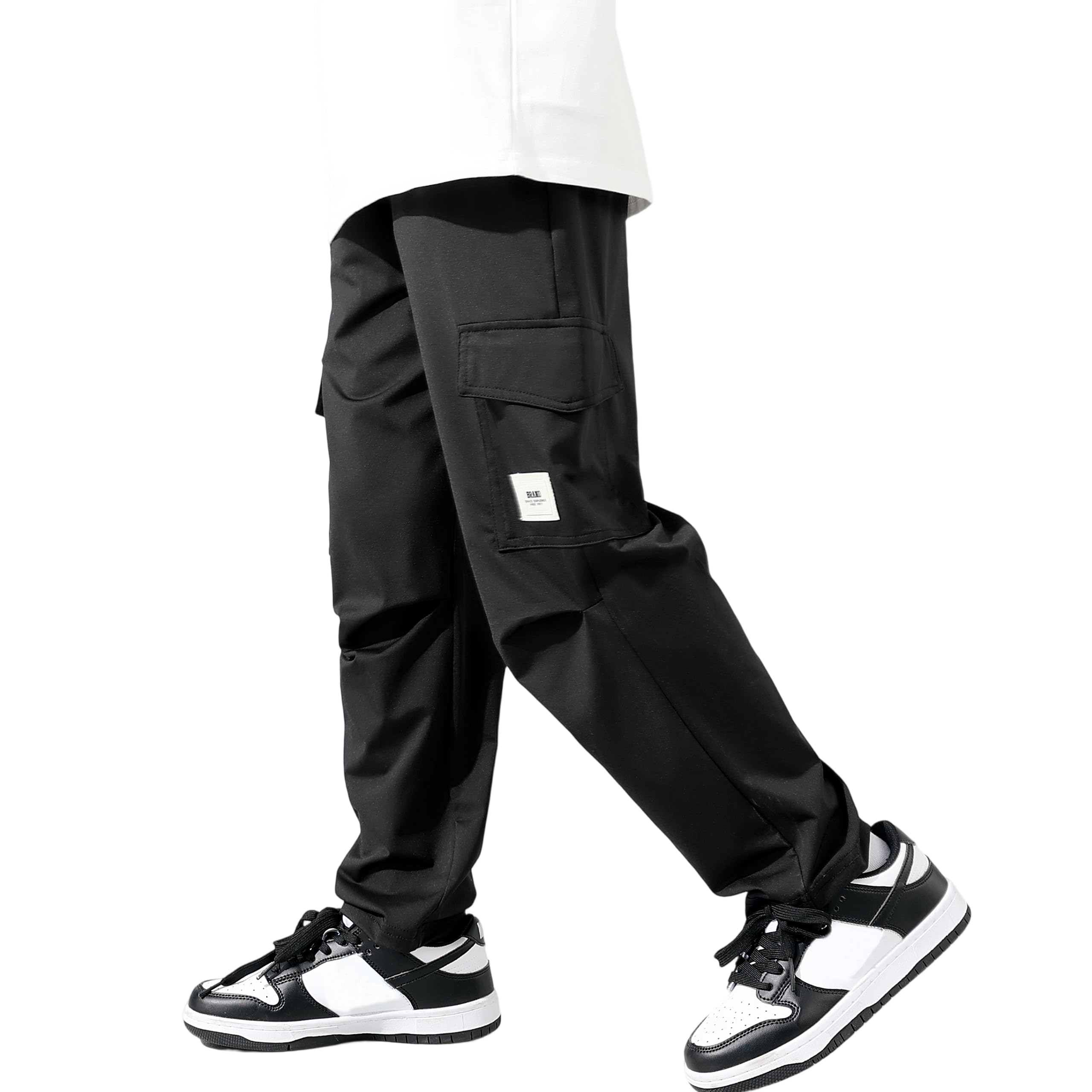 【送料無料】[Rolanko] 子供 ジョガーパンツ 男の子 トレーニングパンツ ボーイズ スポーツパンツ 子供 軽量 速乾 伸縮性 120-160 色：ブラック、サイズ：160