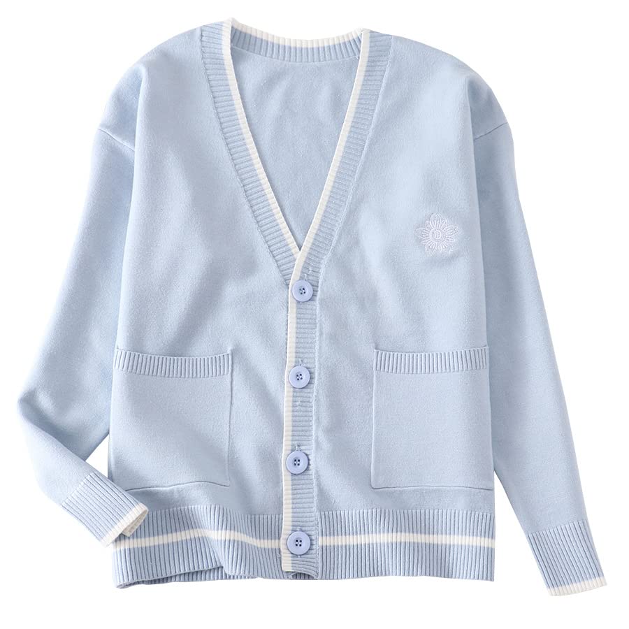 【送料無料】[Sharphon] レディース ボーダー 大きいサイズ Vネック ポケット カーディガン 長袖 ニッ..