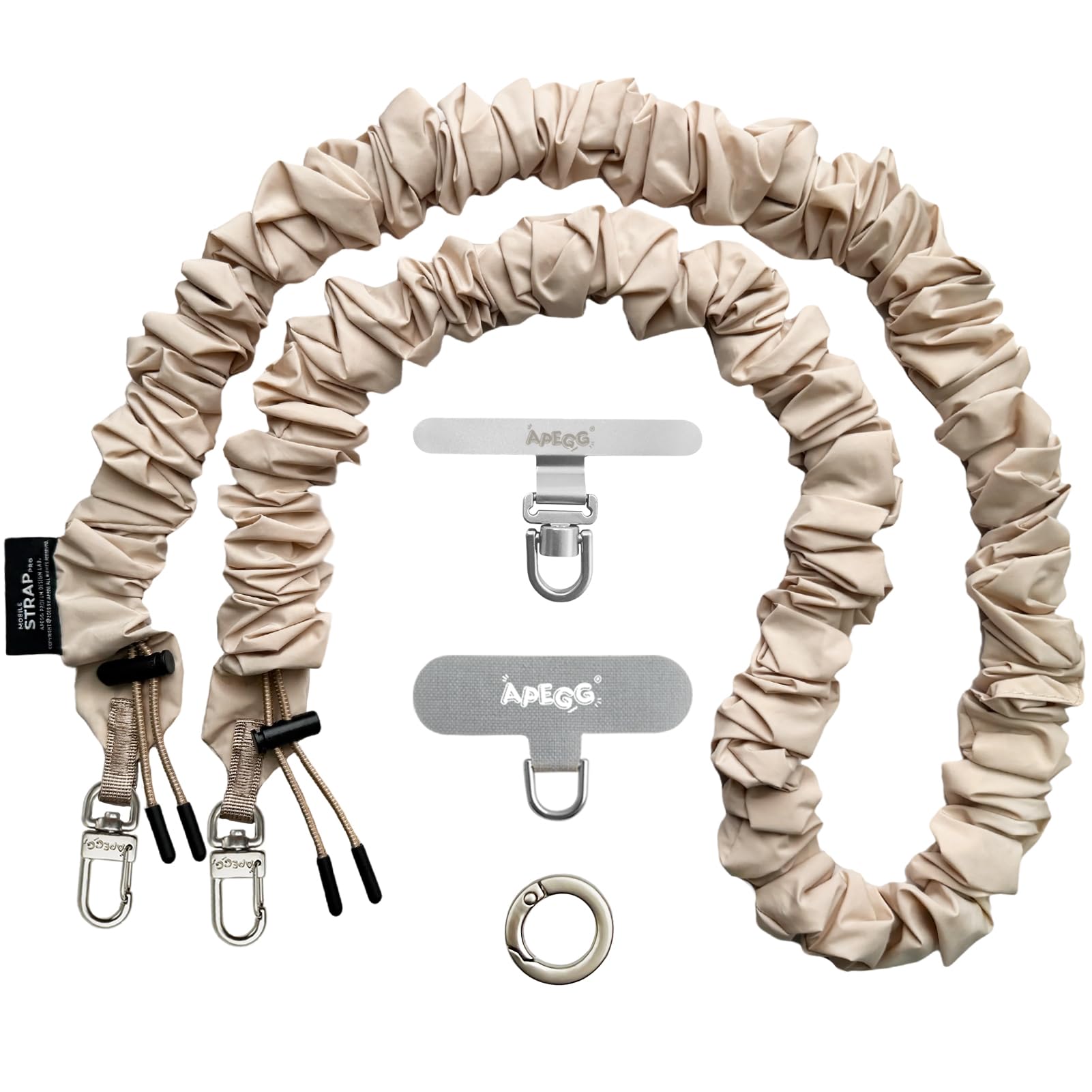 【送料無料】[APEGG] スマホ ショルダーストラップ 360°回転金具付き 長さ調整可能 ドローストリングデ..