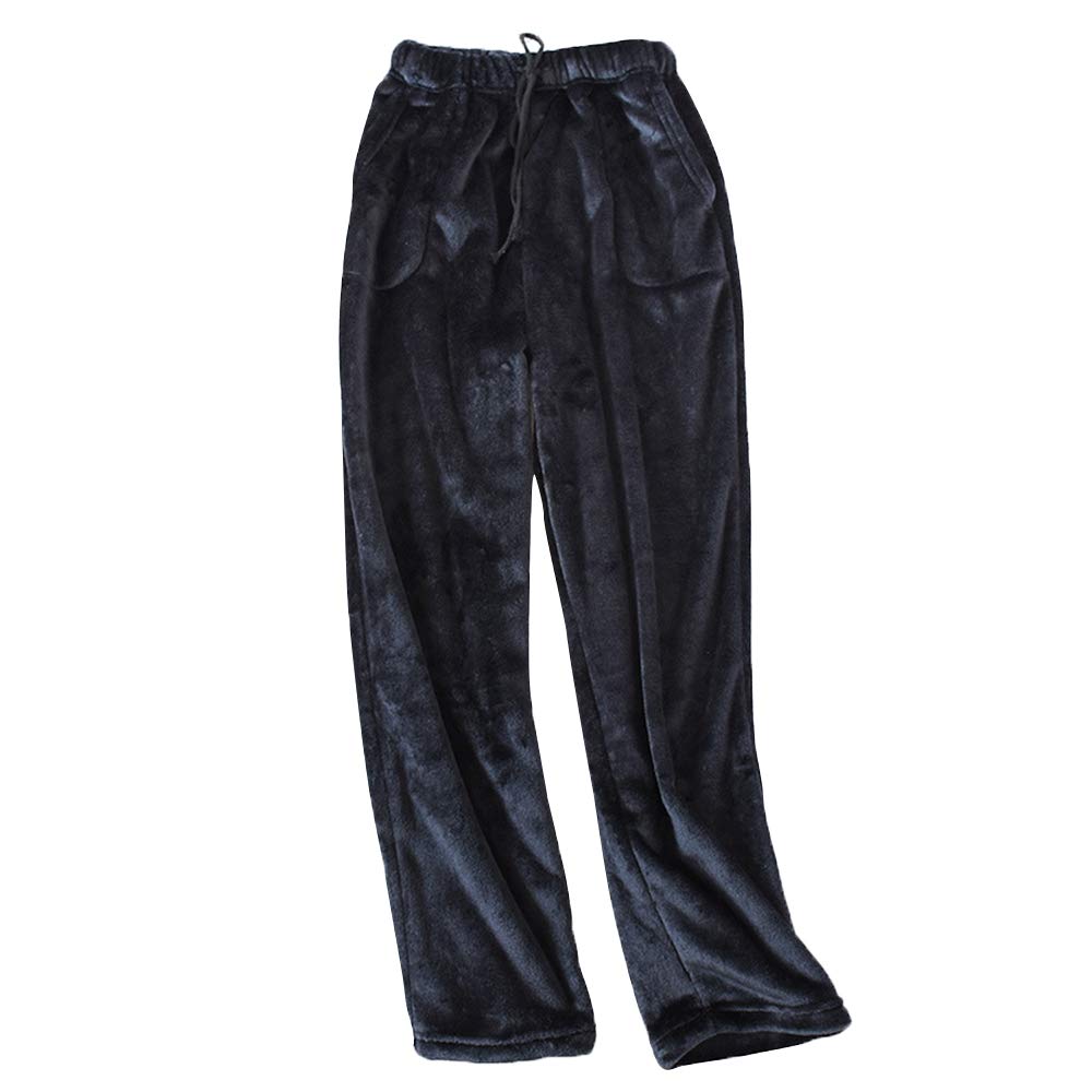 【送料無料】[§ASHE RANGEL] パンツ ルームウェア もこもこ あたたかい ボトムス 長ズボン ポケット付き フランネル 厚手 ふんわり 冬用 部屋着 無地 ゆったり 男女兼用 紐付き ウェストゴム仕様 ピンク 色：ブラック、サイズ：男XL