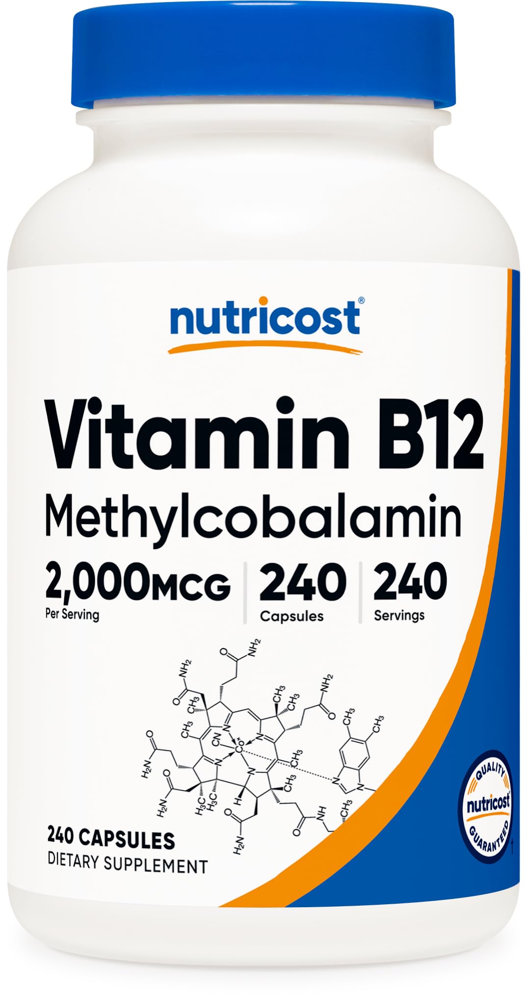 【送料無料】Nutricost ビタミン B12（メチルコバラミン）2000mcg 240カプセル Non-GMO グルテン フリ..