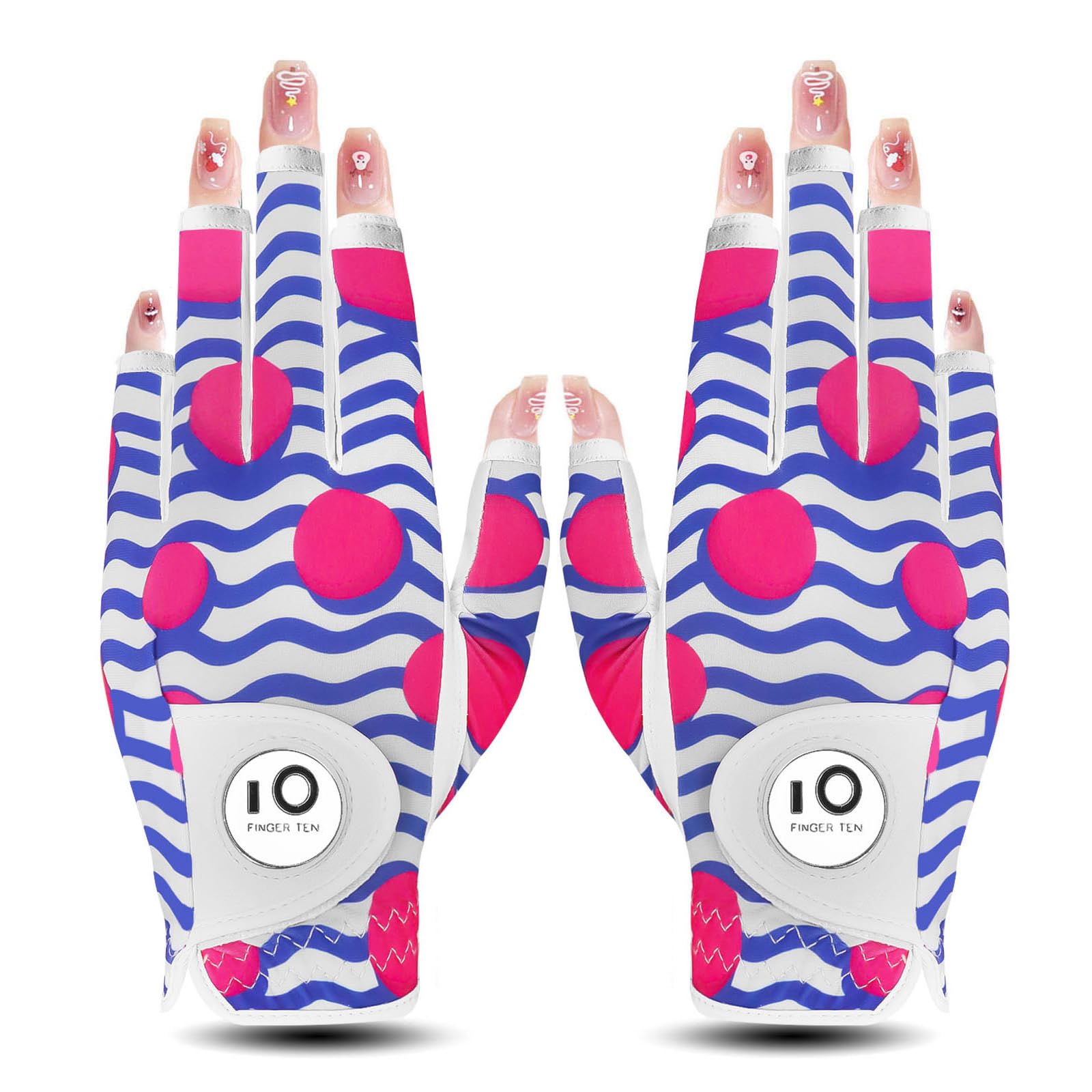 【送料無料】ゴルフグローブ レディース 両手 羊革とマイクロファイバーレザー ストレッチ生地 ソフト ..