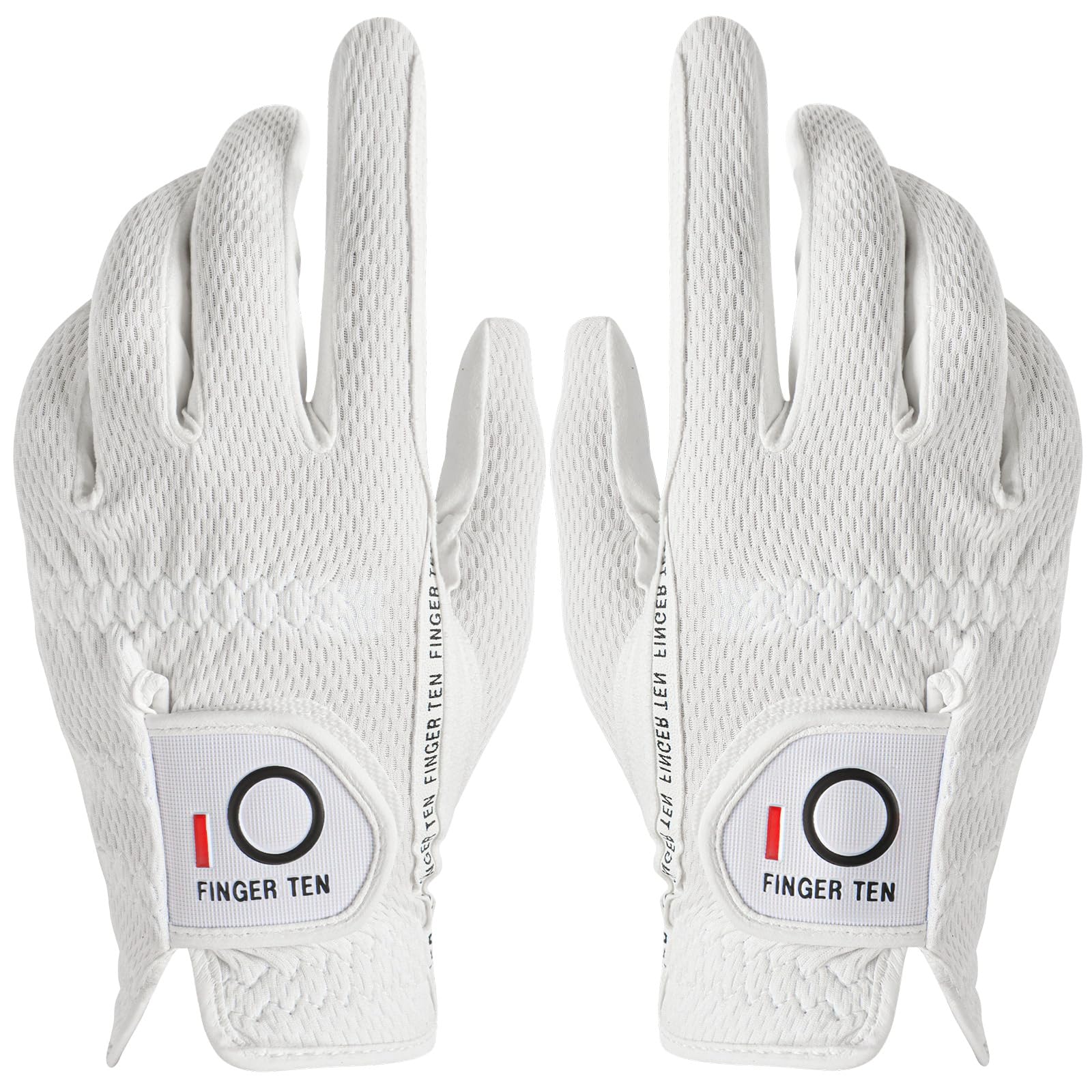 【送料無料】ゴルフグローブ メンズ スウェード調合成皮革 繊維布 メッシュ素材 ソフト 通気 速乾 耐摩擦性 丸洗い可能 マジックテープ 多機能 全天候型 破れにくい ゴルフ用手袋 DKX-006 色：ホワイト(両手用)、サイズ：27