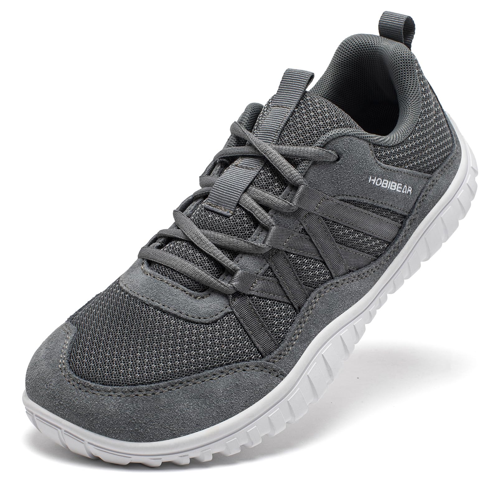 【送料無料】[HOBIBEAR] [ホビベアー]ベアフットシューズ 4E 幅広 ゼロドロップ 薄底 スニーカー メンズ レディース 通気 軽量 通勤 日常着用 男女兼用 色：グレー、サイズ：27.5 cm 4E