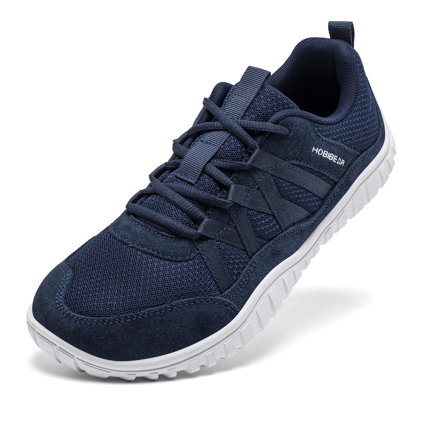 【送料無料】[HOBIBEAR] [ホビベアー]ベアフットシューズ 4E 幅広 ゼロドロップ 薄底 スニーカー メンズ レディース 通気 軽量 通勤 日常着用 男女兼用 色：ネイビー、サイズ：26.5 cm 4E
