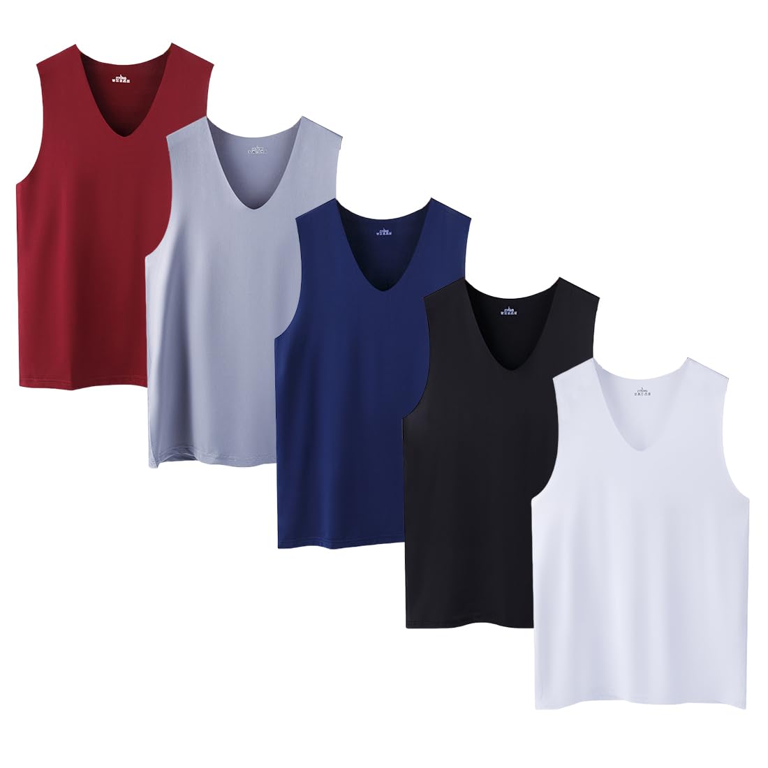 【送料無料】[AYISTELU] タンクトップ メンズ 5枚組 インナーシャツ Vネック アイスシルク 無痕 肌着 接触冷感 ノースリーブ 下着 スポーツ 速乾通気 防菌防臭 スウェット 春夏秋 色：ミックスカラ、サイズ：L