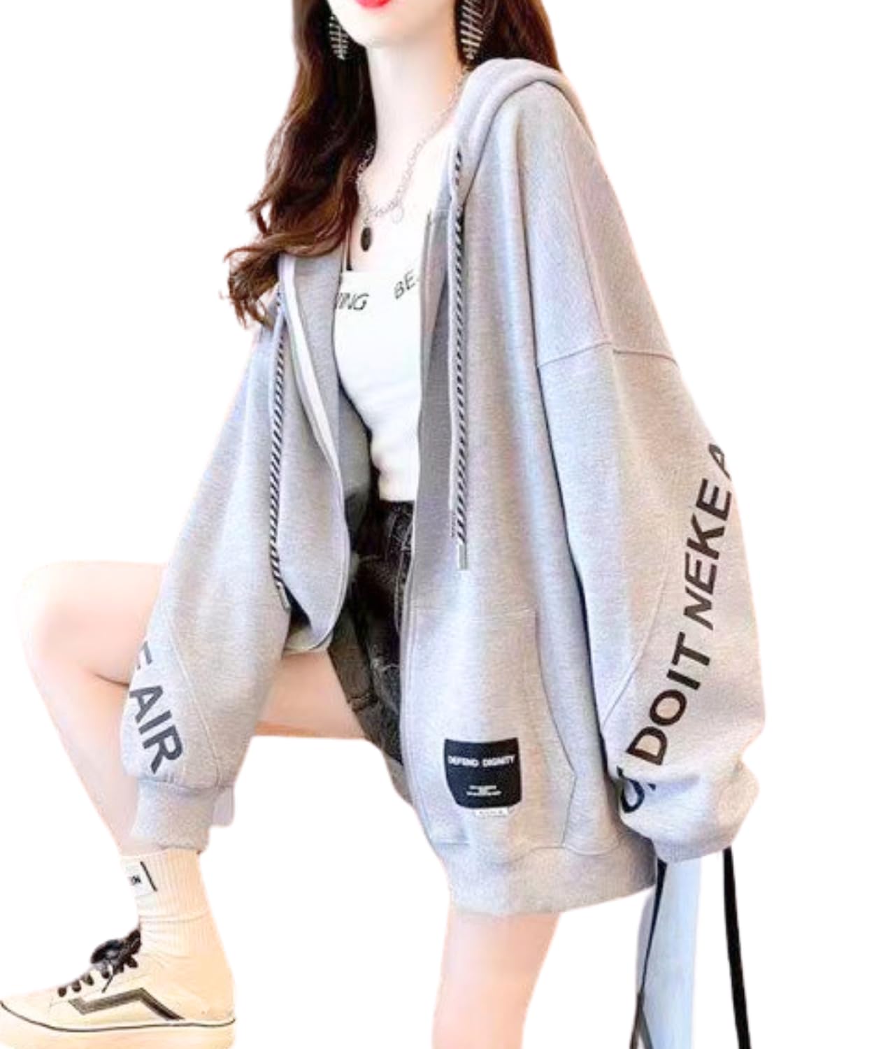 【送料無料】[Dep Club] ジップパーカー レディース ゆったり 薄手 ジップアップ オーバーサイズ 大き..