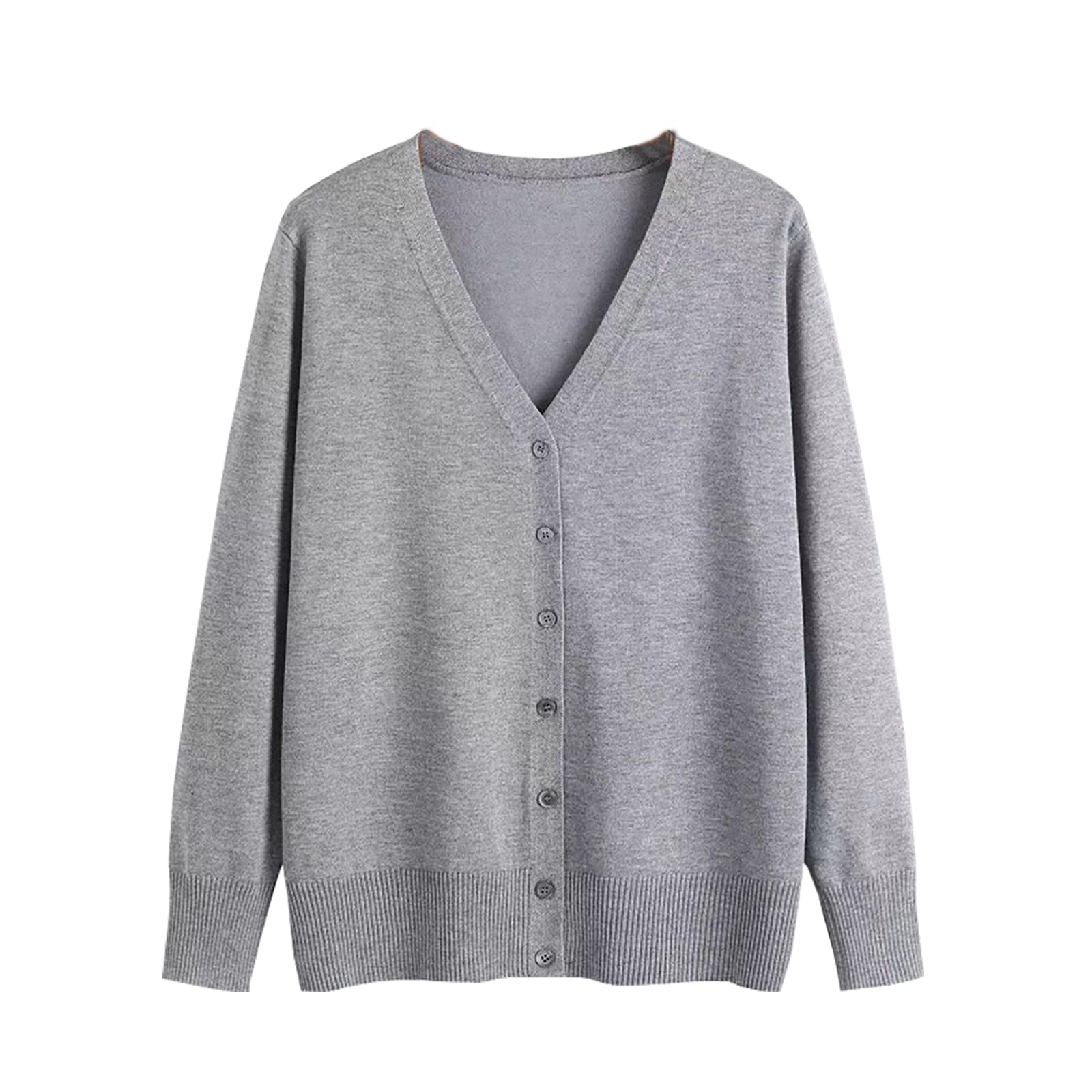 【送料無料】[zuevichn] カーディガン レディース 長袖 Vネックセーター ニット 無地 春秋冬 色：グレ..