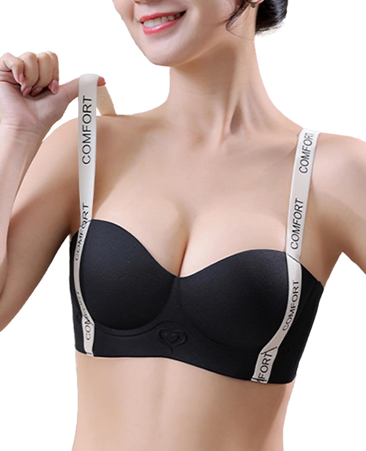 【送料無料】[Kayuuhin] ナイトブラ ブラジャー ノンワイヤー シームレス 1/2カップ 夜用ブラ 無縫製 昼夜兼用 め付け感ゼロ ストレスフリー ブラトップ インナー レディース 色：ブラック、サイズ：S