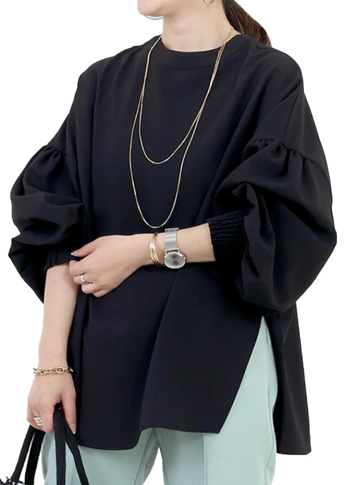 【送料無料】Wnodruke ブラウス レディース ドルマン袖 シャツ 長袖 クルーネック トレーナー パーカー..