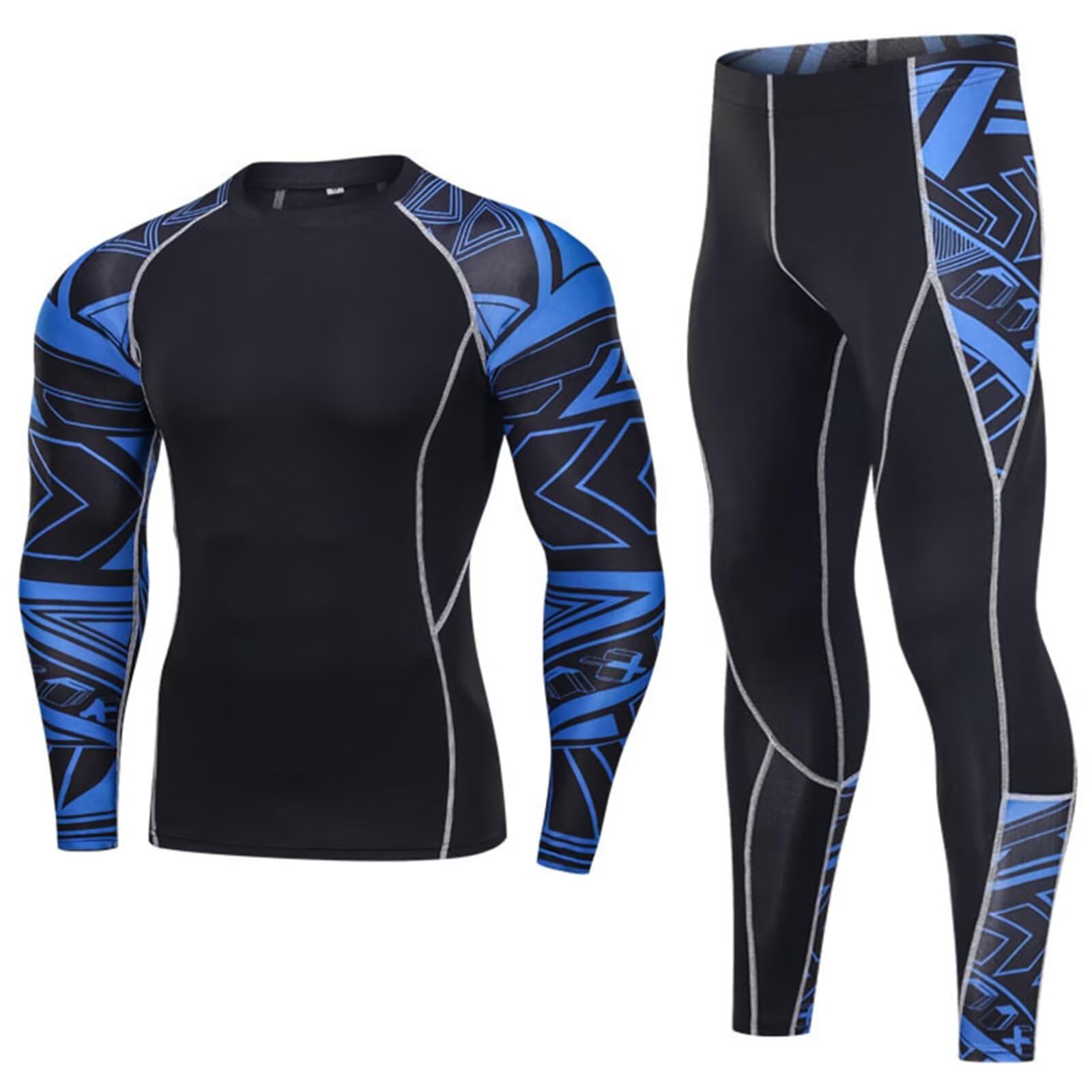 【送料無料】[UUEN] コンプレッションガーメント メンズ メンズ上下 メンズコンプレッションガーメント 上下スーツ トレーニングウェア 通気性 防臭 トレーニングウェア レギンス パンツ 2枚組 色：BBE-ブラック、サイズ：2XL