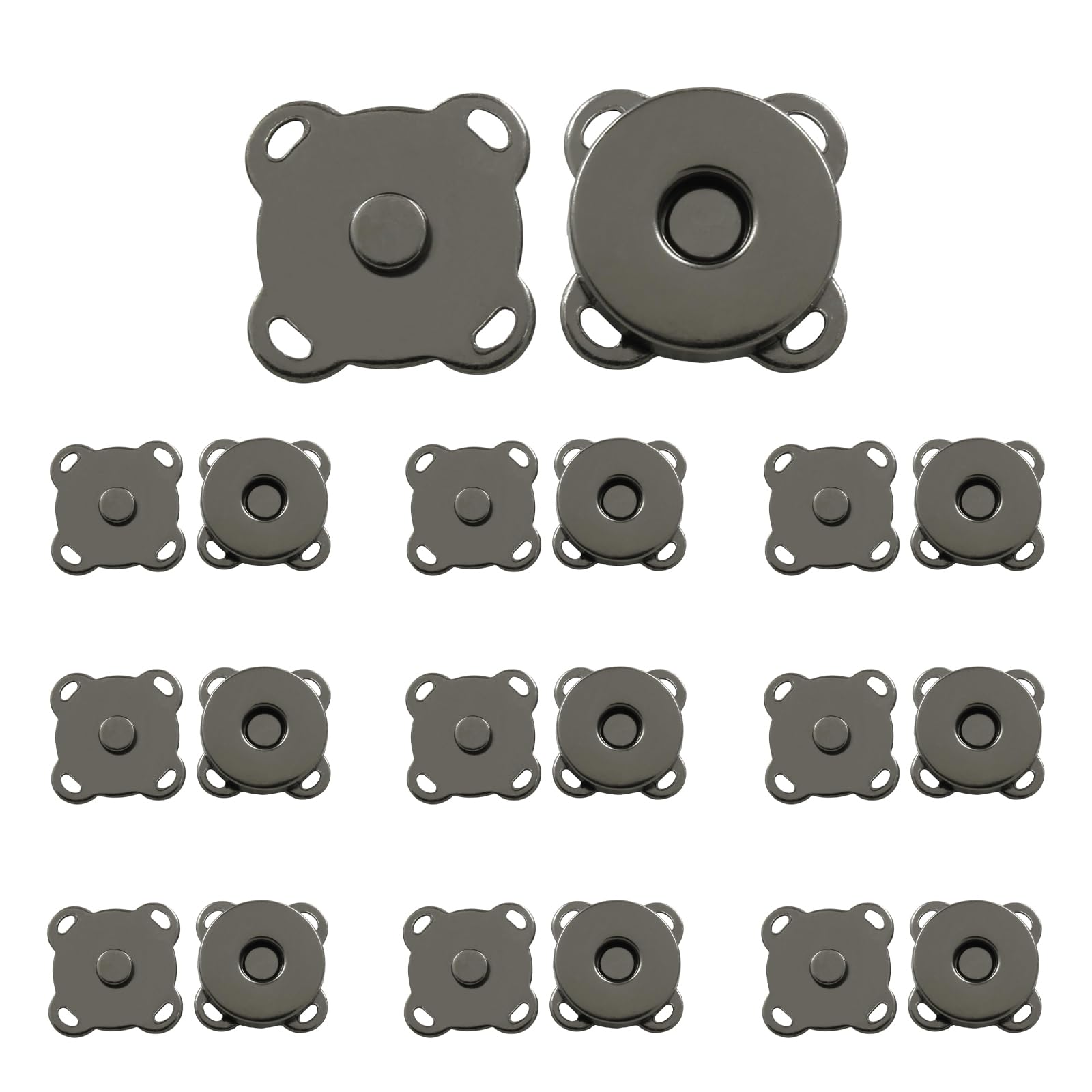 【送料無料】Topatrol 磁石ボタン 縫い付け マグネットボタン 手縫い 簡単取付 14mm 10組セット 強力 金属 バッグ コート 衣類 ハンドバッグ 縫い付け 手芸 マグネットホック再利用可能 留め具 色：ブラック