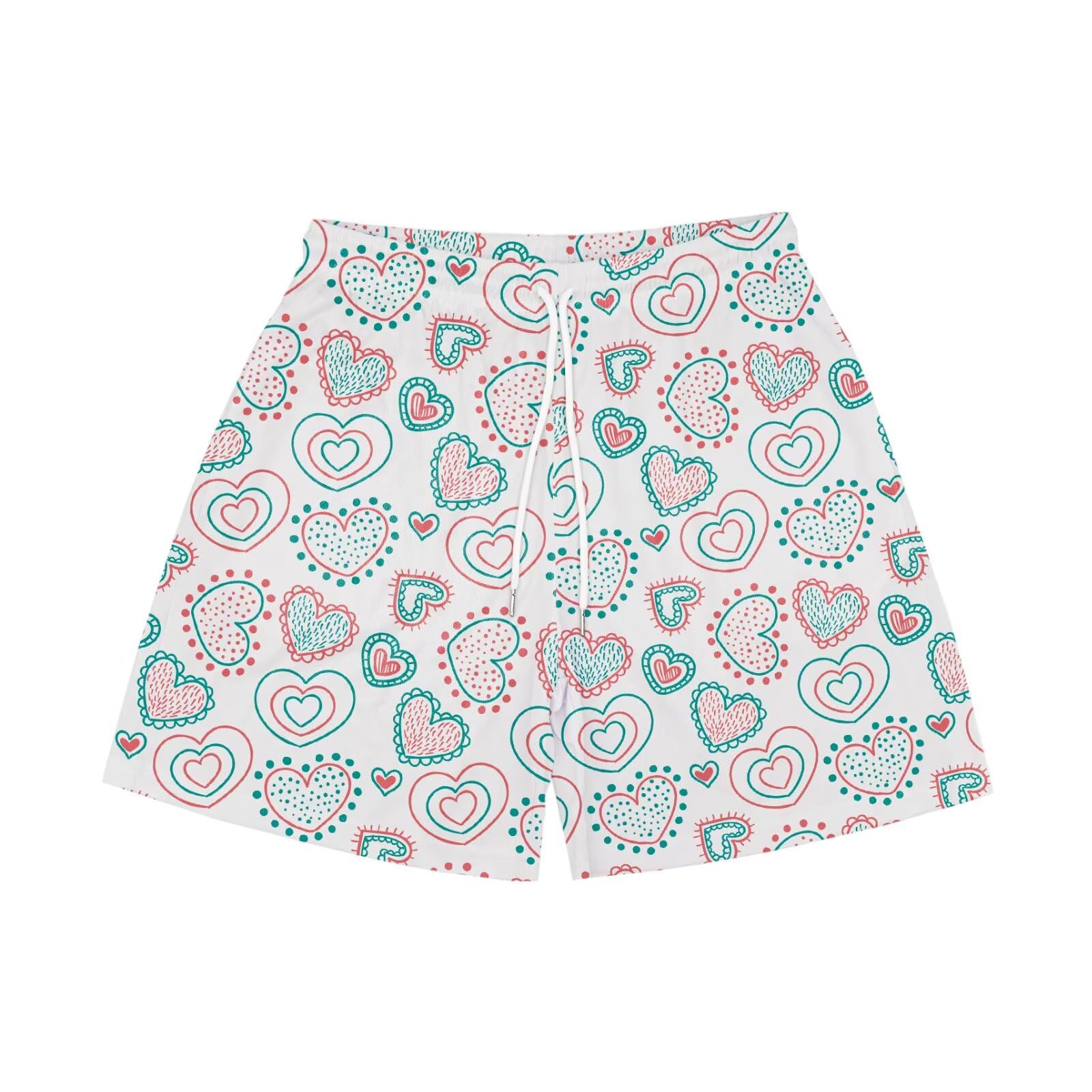 【送料無料】[UUEN] バスケットボールパンツ メンズ スポーツウェア ラブハートプリント ショーツ トレーニングショーツ ランニング 速乾 通気性 メッシュ バスケットボールパンツ UVカット 色：46-AX2、サイズ：S