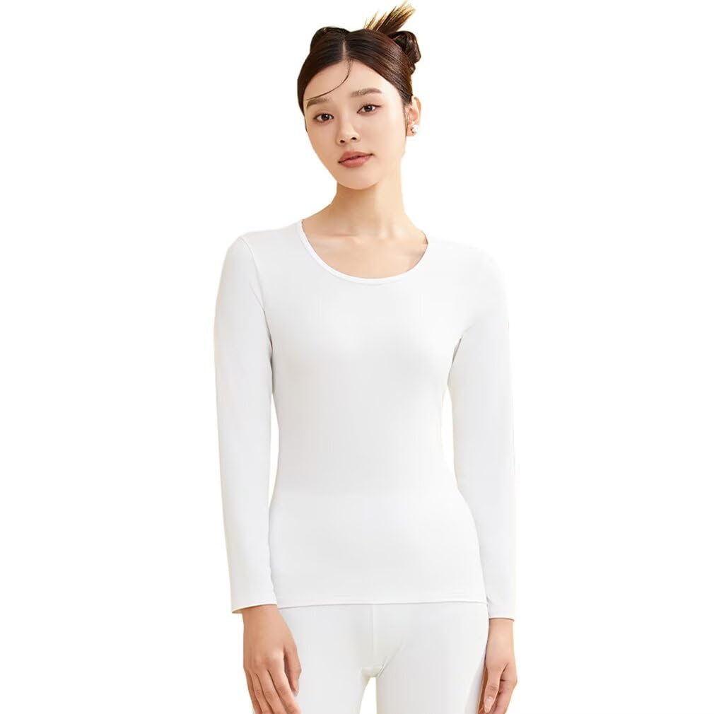 【送料無料】[Running sheep] 防寒インナー レディース アンダーシャツ 綿 あったかインナー ヒートテック インナーシャツ 保温インナー アンダーウェア 色：ホワイト、サイズ：M