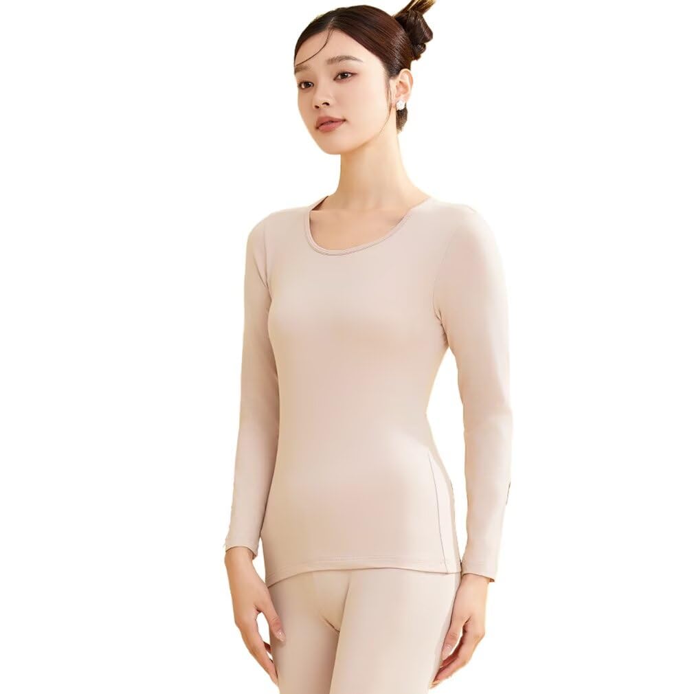 【送料無料】[Running sheep] 防寒インナー レディース アンダーシャツ 綿 あったかインナー ヒートテック インナーシャツ 保温インナー アンダーウェア 色：ベージュ、サイズ：M