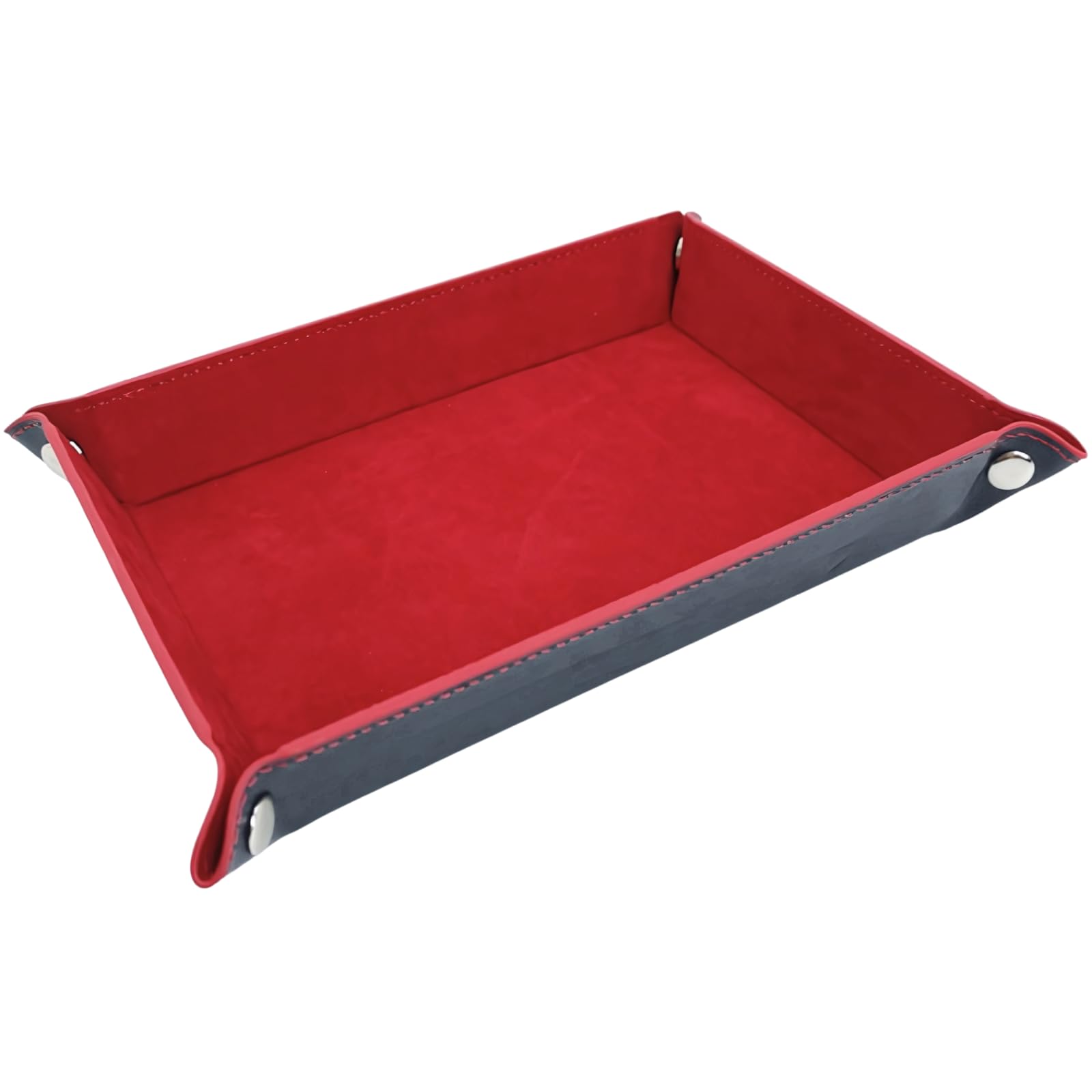【送料無料】MagZen ダイストレイ 折りたたみ 長方形 PUレザー ベルベット調 サイコロトレイ TRPG DND ボードゲーム 小物入れ ダイスロール用 色：レッド、サイズ：マルチ