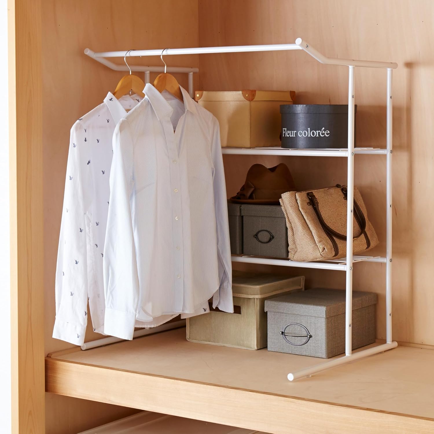 【送料無料】HEIAN SHINDO 押入れ収納棚 ハンガーパイプ付 ホワイト 幅75cm 高90cm 奥行56cm OHW-30 平..