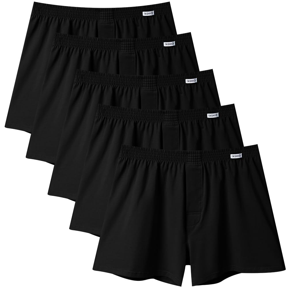 【送料無料】[Metakey] ニット トランクス メンズ 下着 無地 超長綿 抗菌防臭加工 大きいサイズ 50-125kg対応 3枚セット 4枚セット 5枚セット インナー アンダーウェア 前開き ボタンあり オールシーズン 色：#07-5枚組、サイズ：5XL