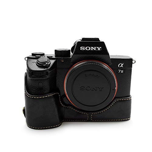 【送料無料】kinokoo SONY ソニー A9/A7R III (A7R3)/A73 専用カメラケース ILCE-9/A7R3 ボディケース バッテリーの交換でき 三脚ネジ穴付き 色：ブラック、サイズ：PU革